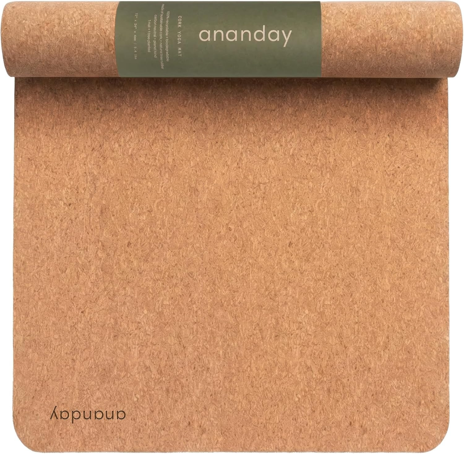 Ananday Premium Cork Yoga Mat – Sustainable, Non-Toxic & Pvc-Free, Non-Slip, Per