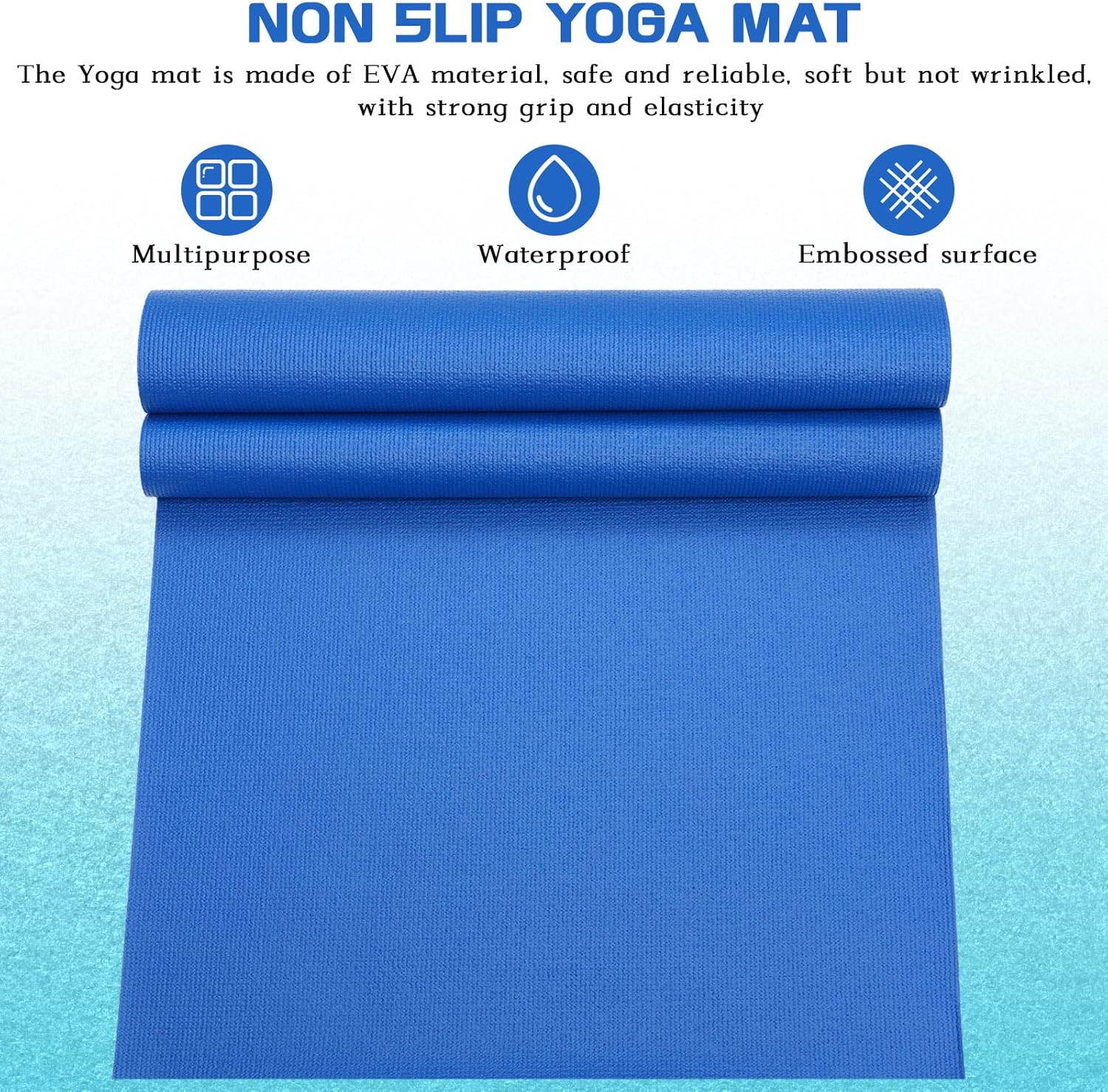 20 Pcs Yoga Mat Non Slip Exercise Workout Mat with Strap for Women Gym Fitness H