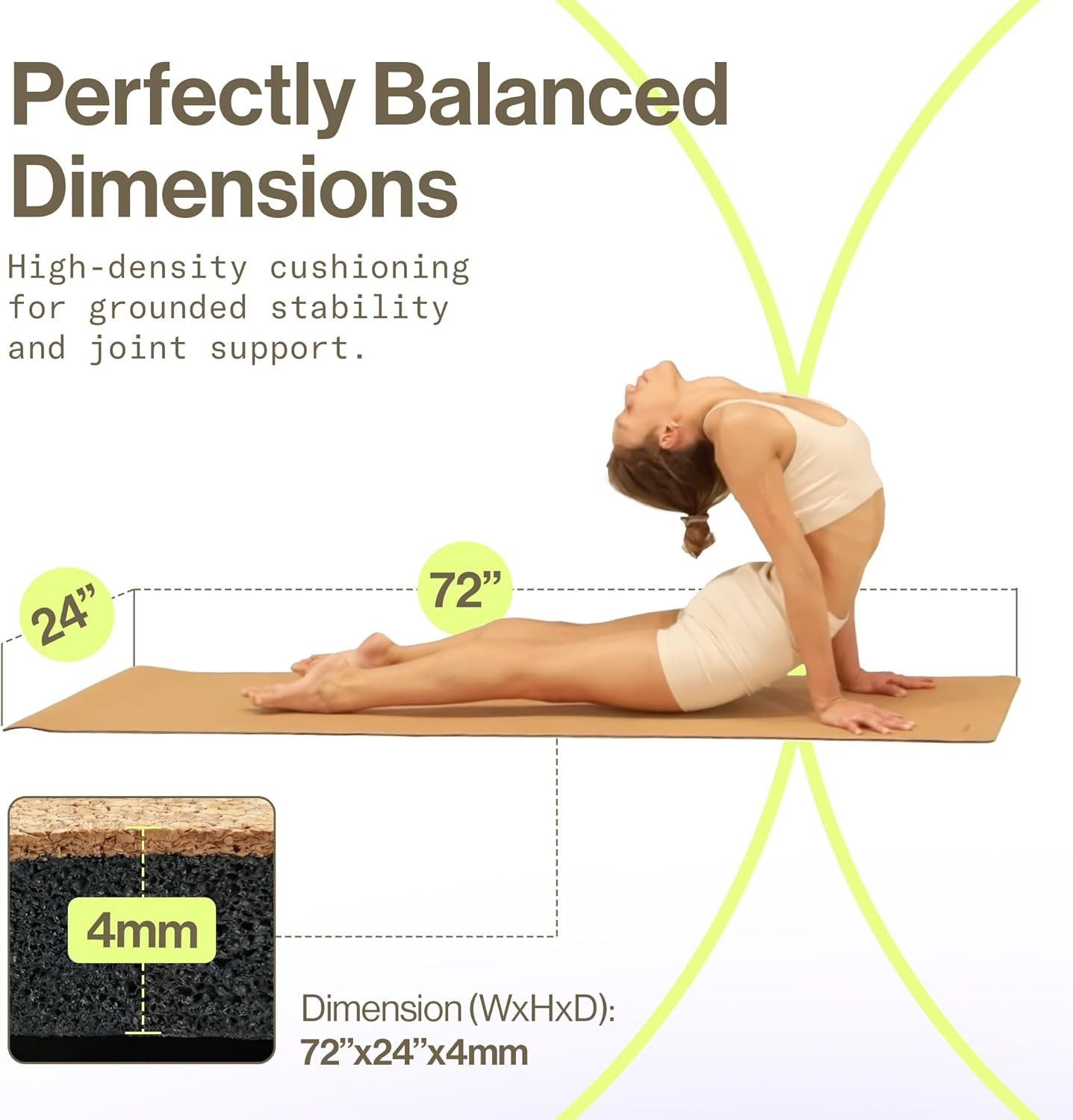 Ananday Premium Cork Yoga Mat – Sustainable, Non-Toxic & Pvc-Free, Non-Slip, Per
