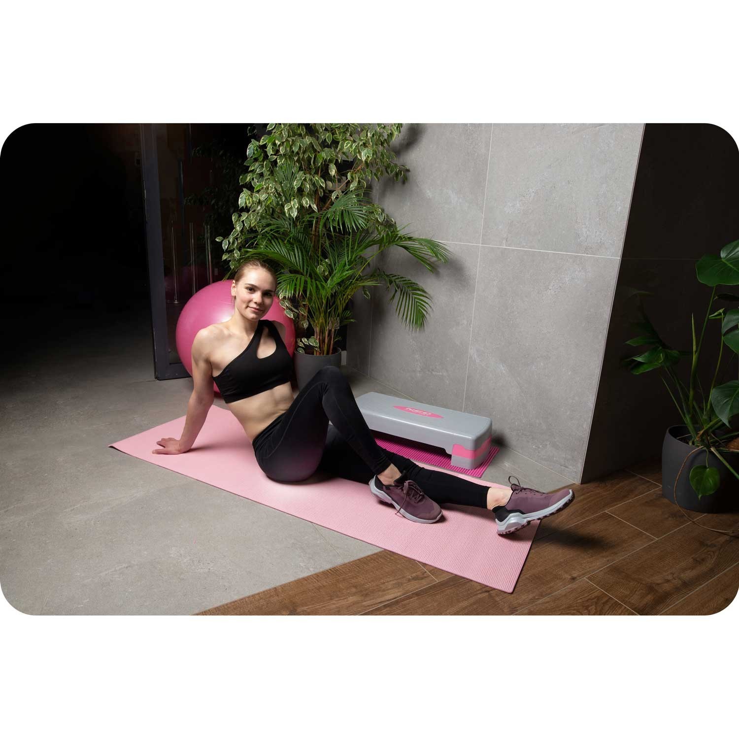 Neo-Sport Yoga & Fitness Mat 173 x 61cm – Pink, Stretchy, Waterproof,