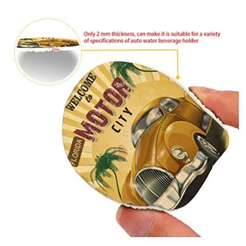 2 Packs Absorbent Car Coasters for Drinks Cup Mat, 2.8 inches Non Slip Car Cup