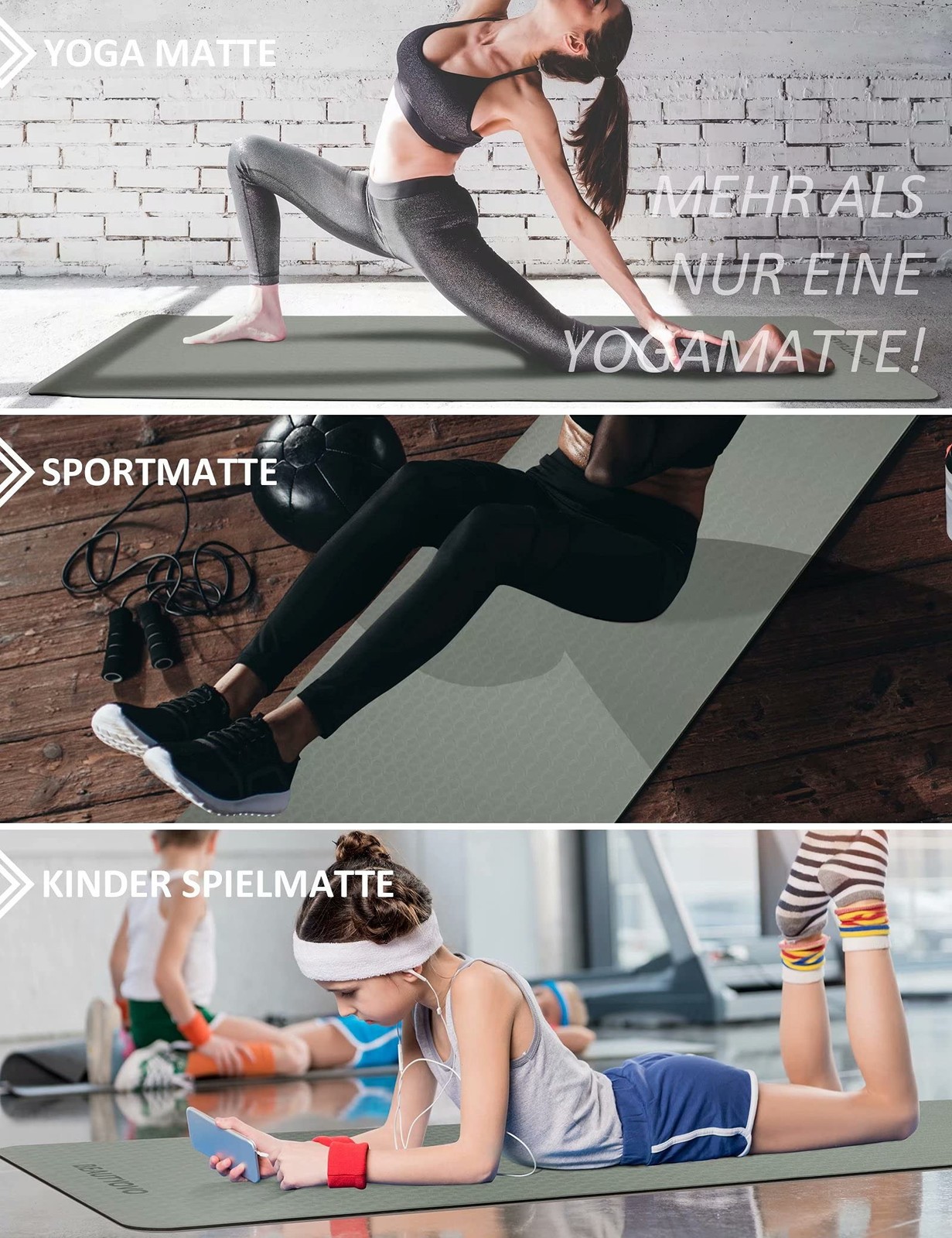 Yoga Mat with Strap, 1/3 Inch Extra Thick Yoga Mat Double-sided Non Slip, Pro…