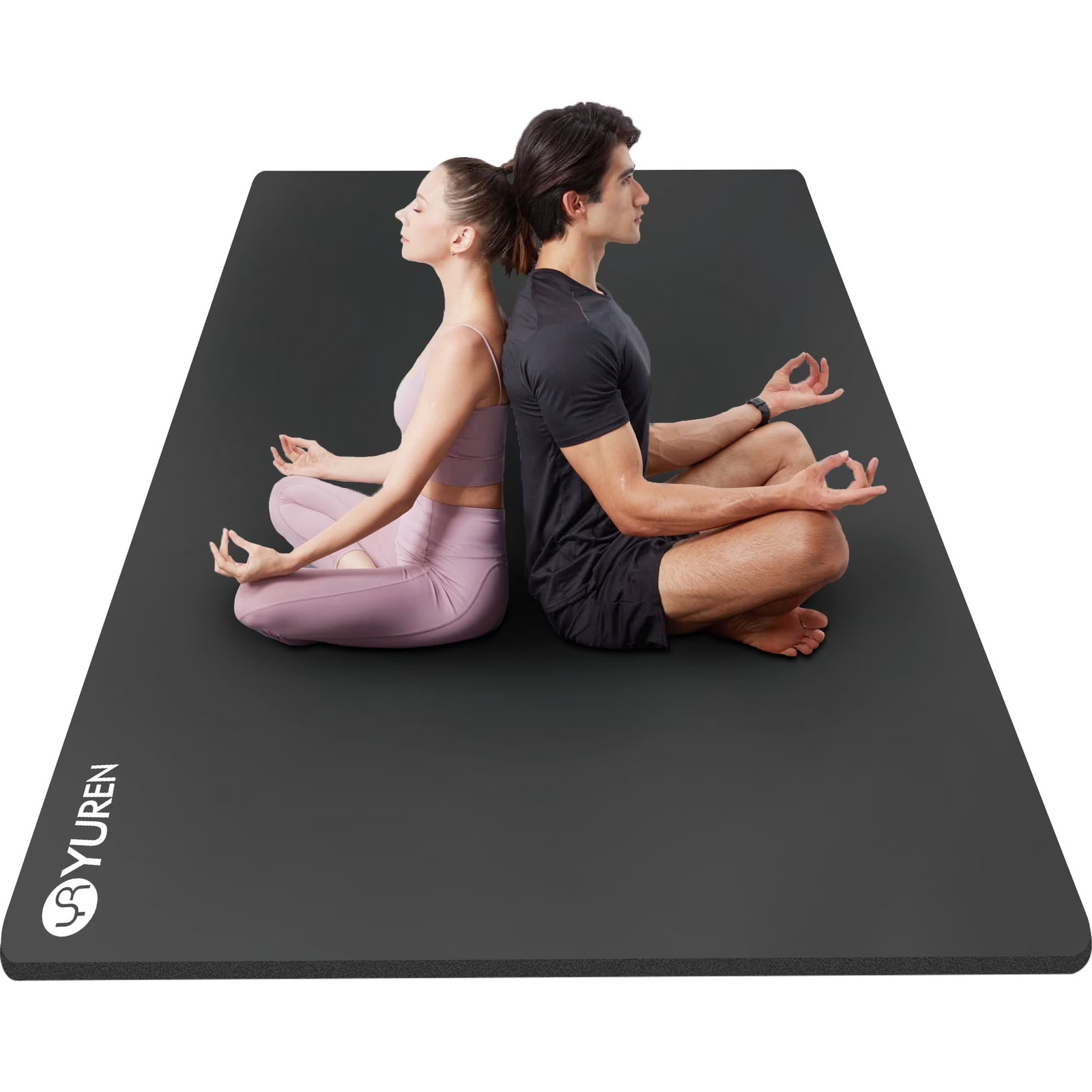 Large Yoga Exercise Mat 78″X51″ 1/2″ Thick NBR Foam Workout Mats, Black W/ Yoga