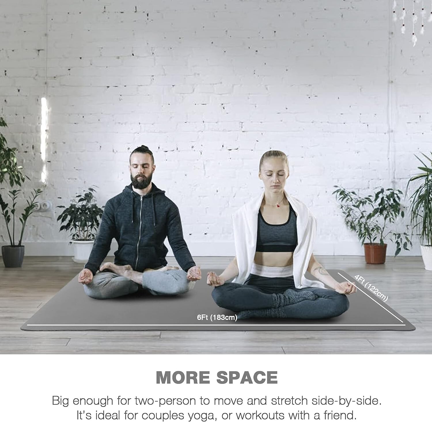 Large Yoga Mat for Men and Women – 6’X4’X6Mm, Extra Wide TPE Fitness Mat