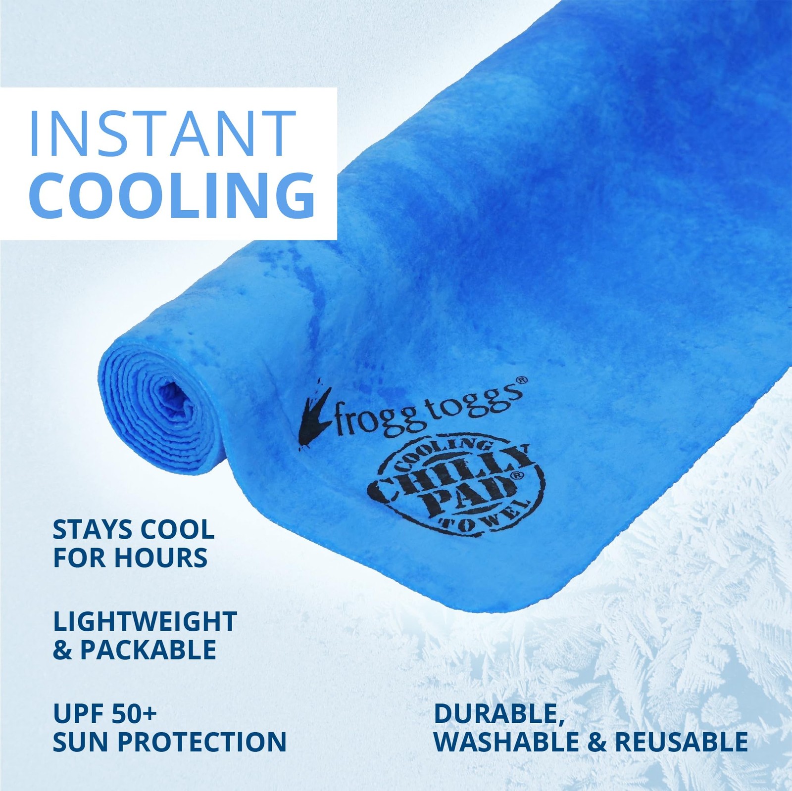 FROGG TOGGS Chilly Pad, Instant Cooling Towel, long lasting, 33×13, Sky Blue