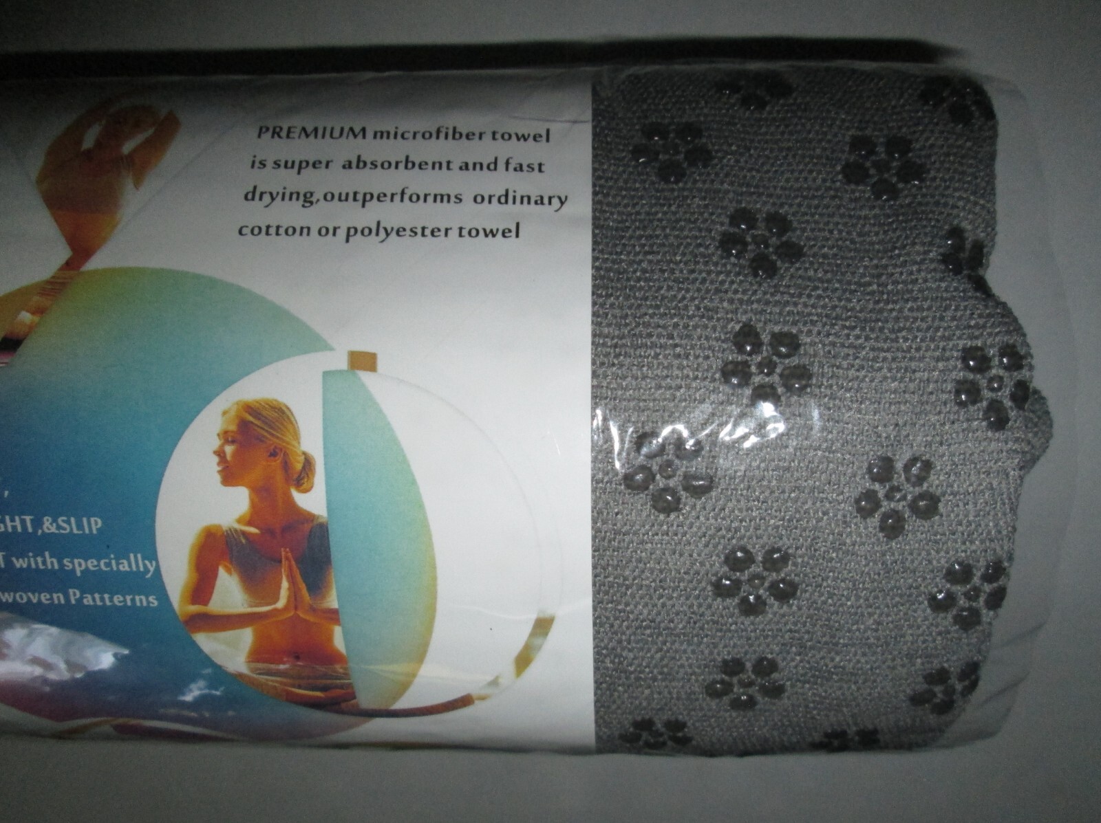 Non-Slip Hot Yoga Towel Microfiber Mat Cover Yoga Pilates Fitness GRAY 25×72 NIP