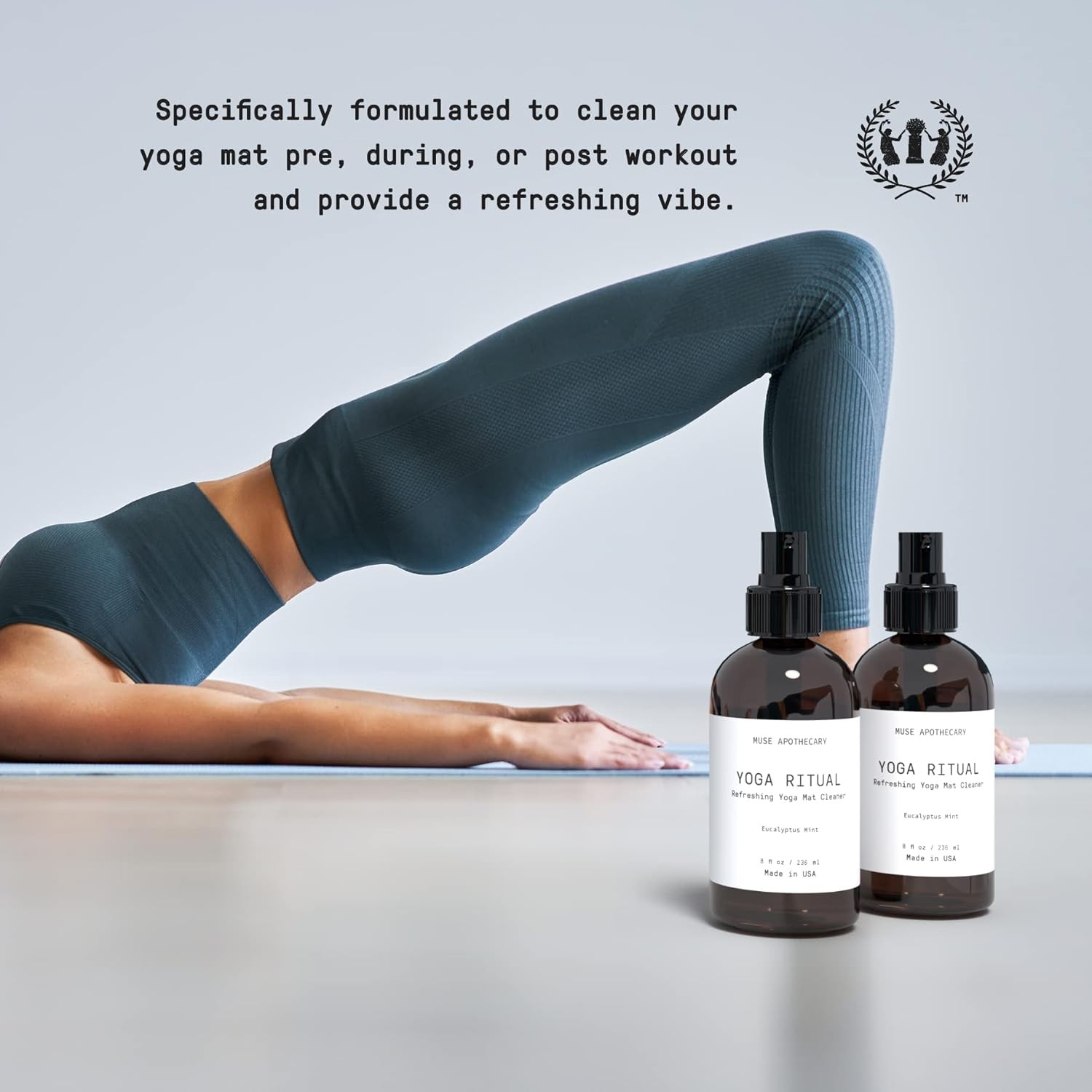 Yoga Ritual Mat Cleaner Spray Eucalyptus Mint 4oz Essential Oils Matte Cleaner