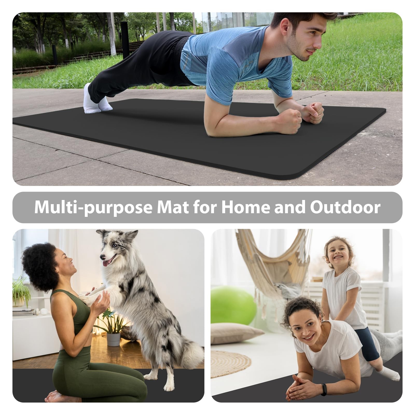 Yoga Mat Thick XXL 200×100cm TPE 10mm Thick Sports Mat Non Slip Comfortable for …