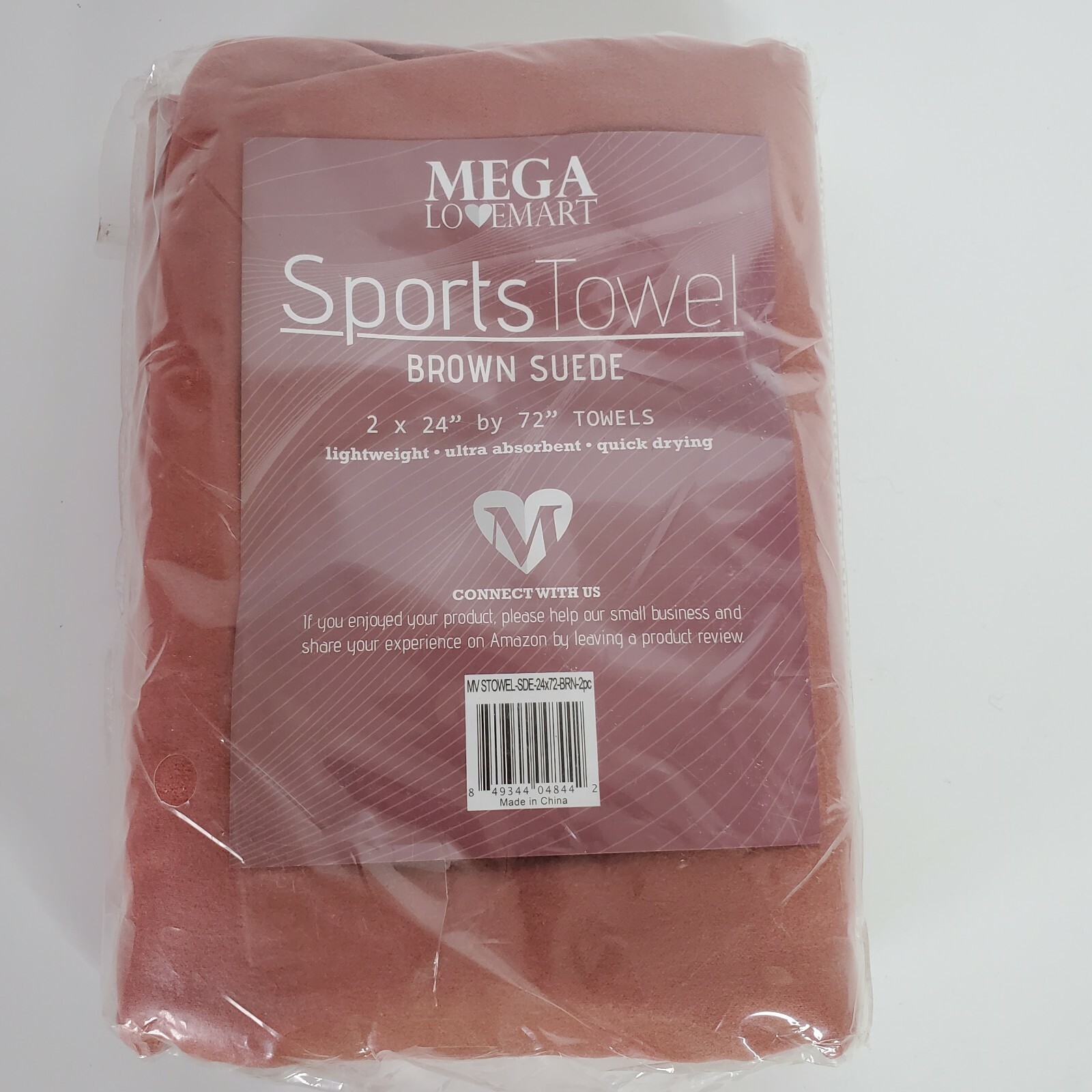 Mega Lovemart Brown Suede Absorbent Microfiber 24″ x 72″ Sports Towels, 2pc New