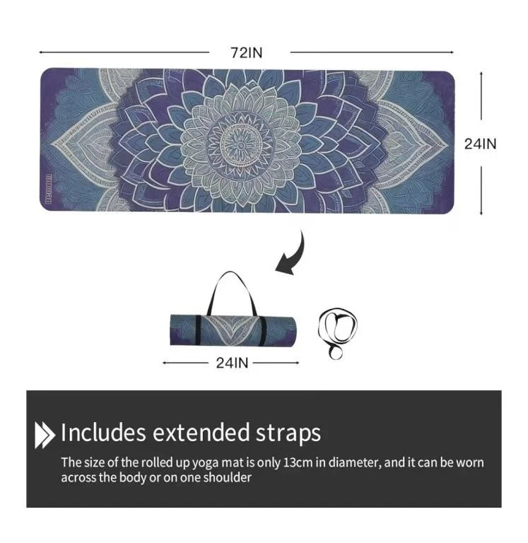 New Non-Slip TPE Yoga Mat Extra Thick 72″x24″ Wide Fitness Exercise Pilate