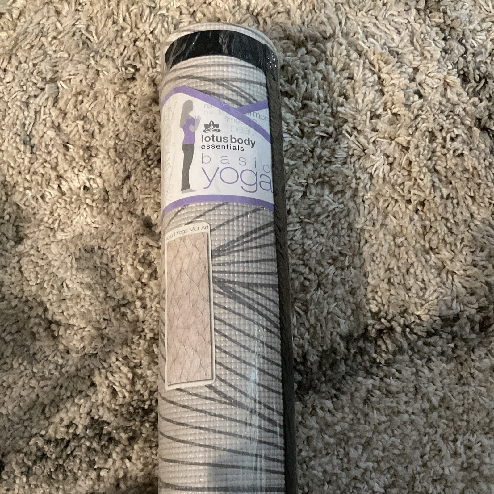 Lotus Body Essentials Organic Non-Slip Foam Yoga Mat 24×68 Gray/Black Strap