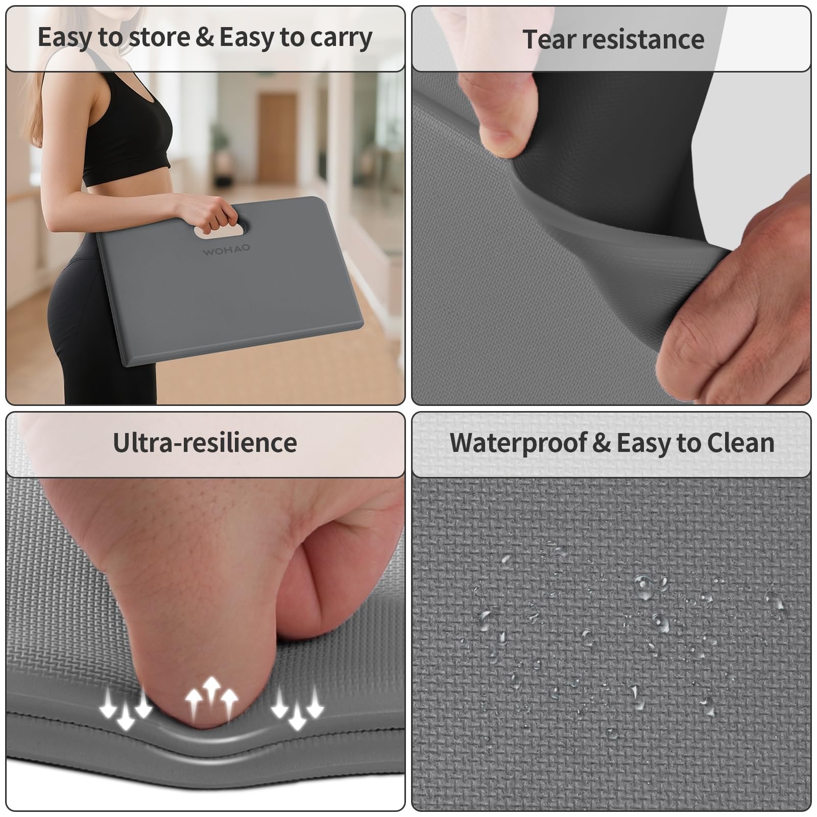 Yoga Knee Pad Foldable Non Slip POE Cushion Folding Support Handle Pilates