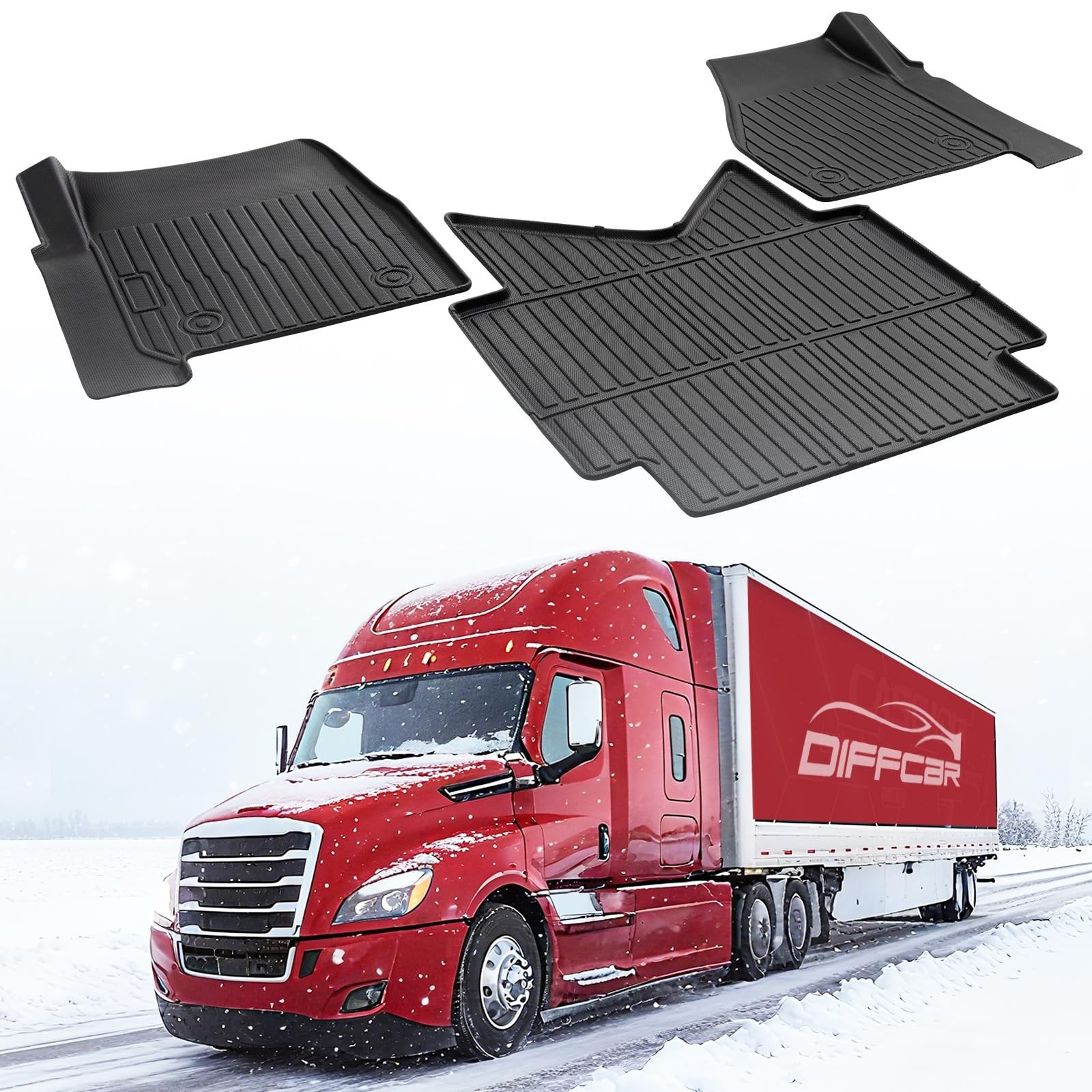 Truck Floor Mats for Freightliner Cascadia: 2018-2026, All Weather TPE Heavy …