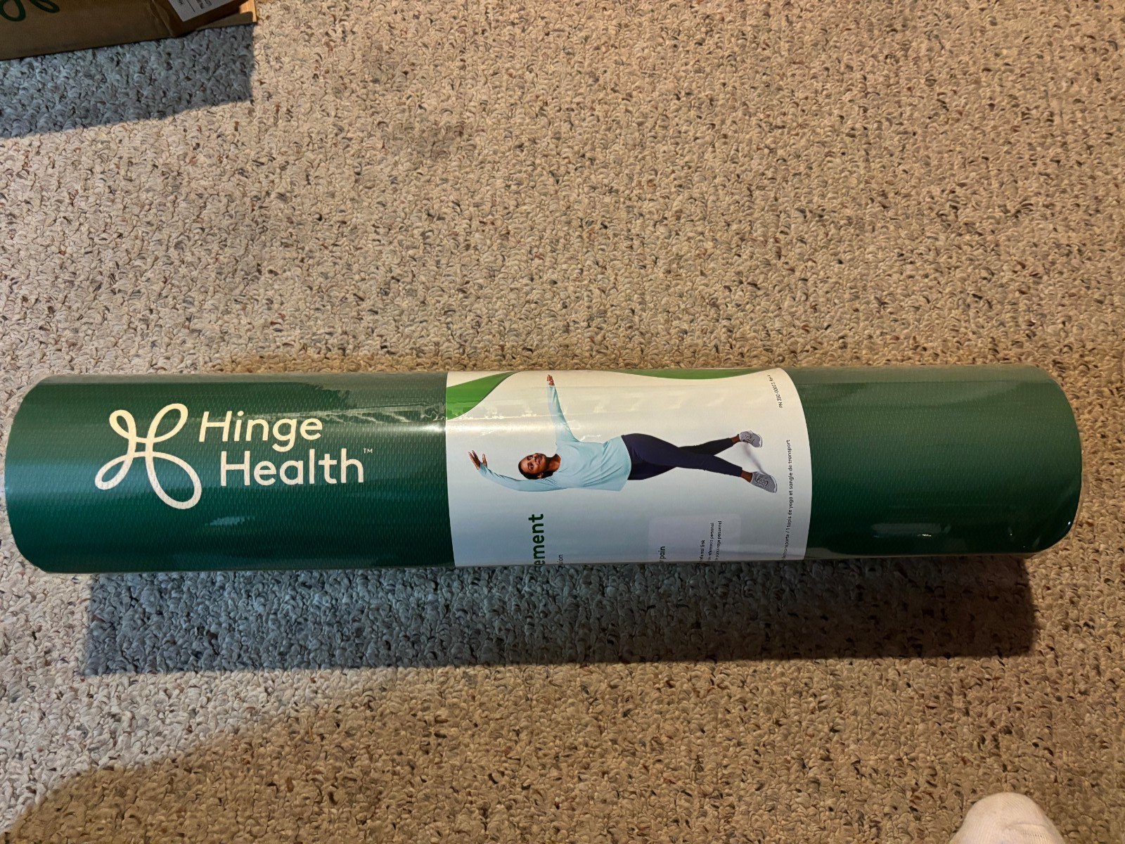 Hinge Health Yoga Exercise Gym Green Mat 24″ x 72″ New