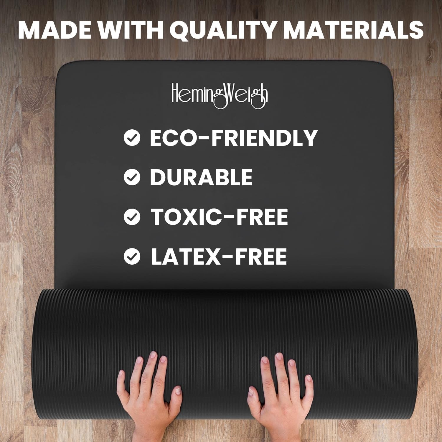 Eco-Friendly 70″L x 23″W Non-Slip Yoga Mat – 1 Inch Thickness for Support