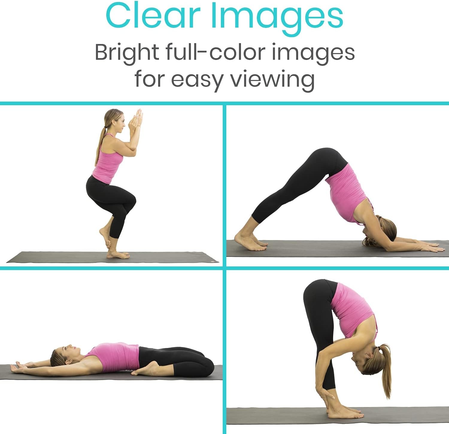 Vive Yoga Poster Poses for Beginners and Experts Mat Exercise Home Gym Workout