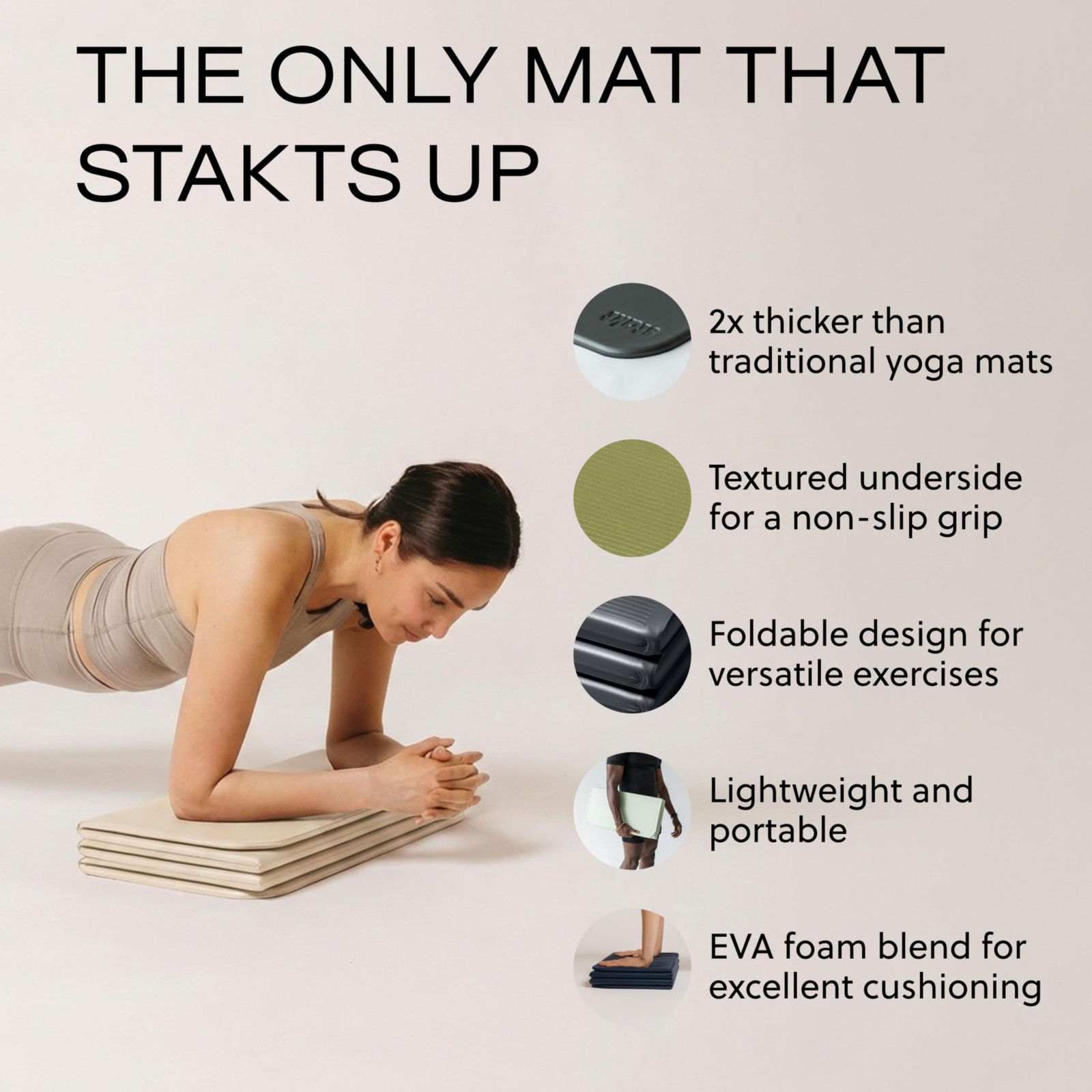 The Original Foldable Yoga Mat, Premium Foldable Exercise & Workout Mat with …