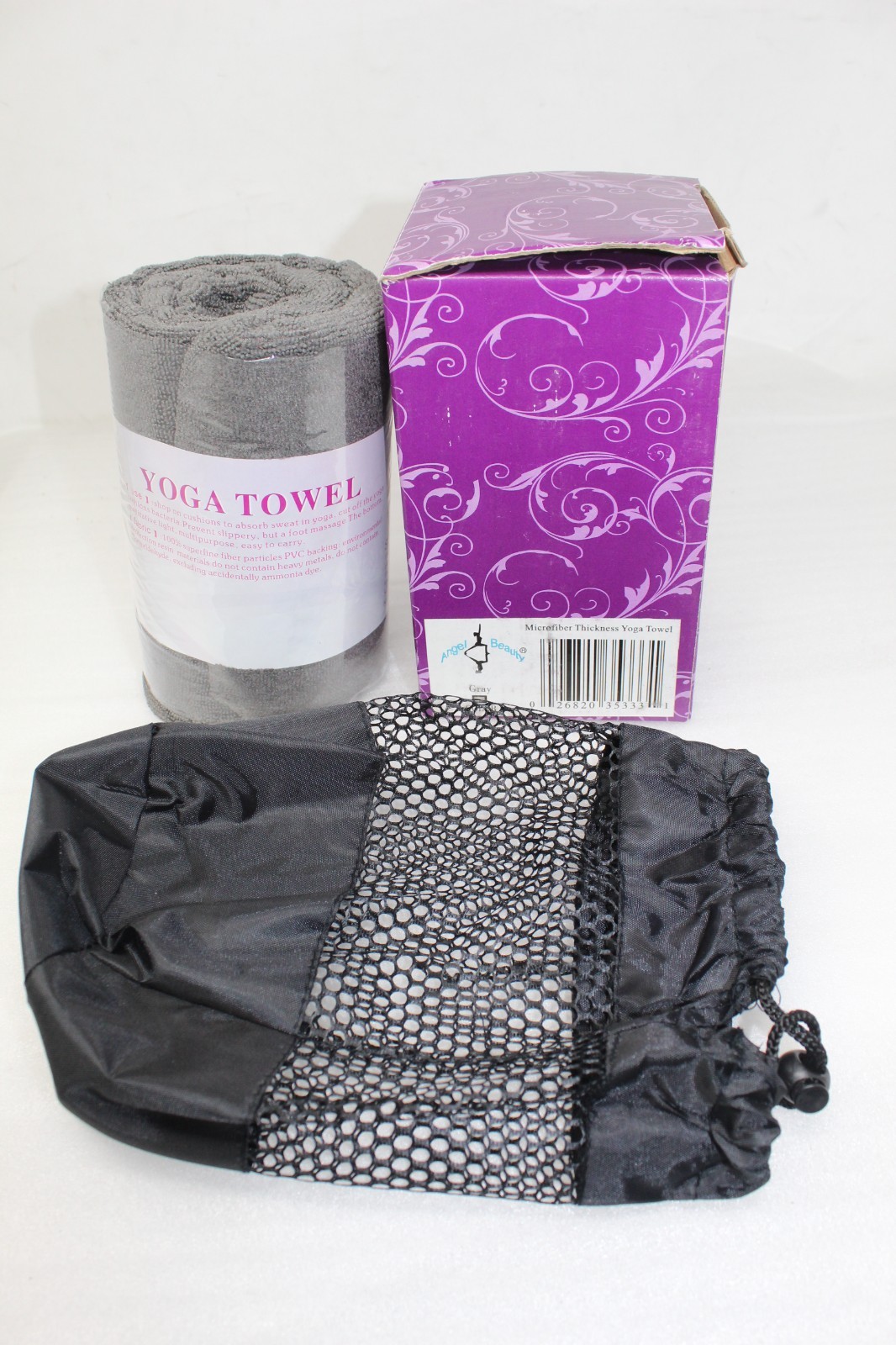 Angelbeauty Microfiber Thickness Non-Slip Hot Yoga Towel with Carry Bag 72″ Gray