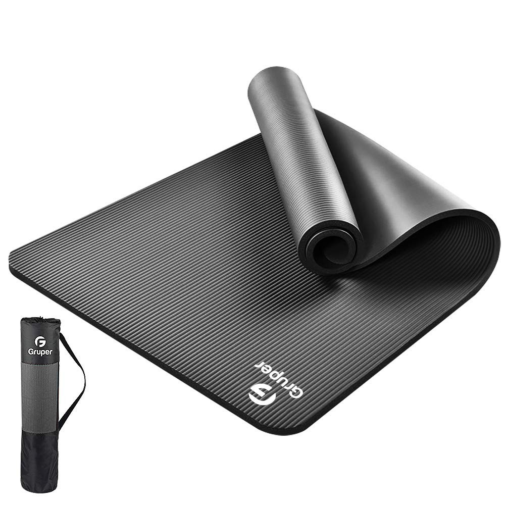 Gruper Thick Yoga Mat Non Slip, Large Size 72″ L 72 x 32 x 0.6 inches, Black