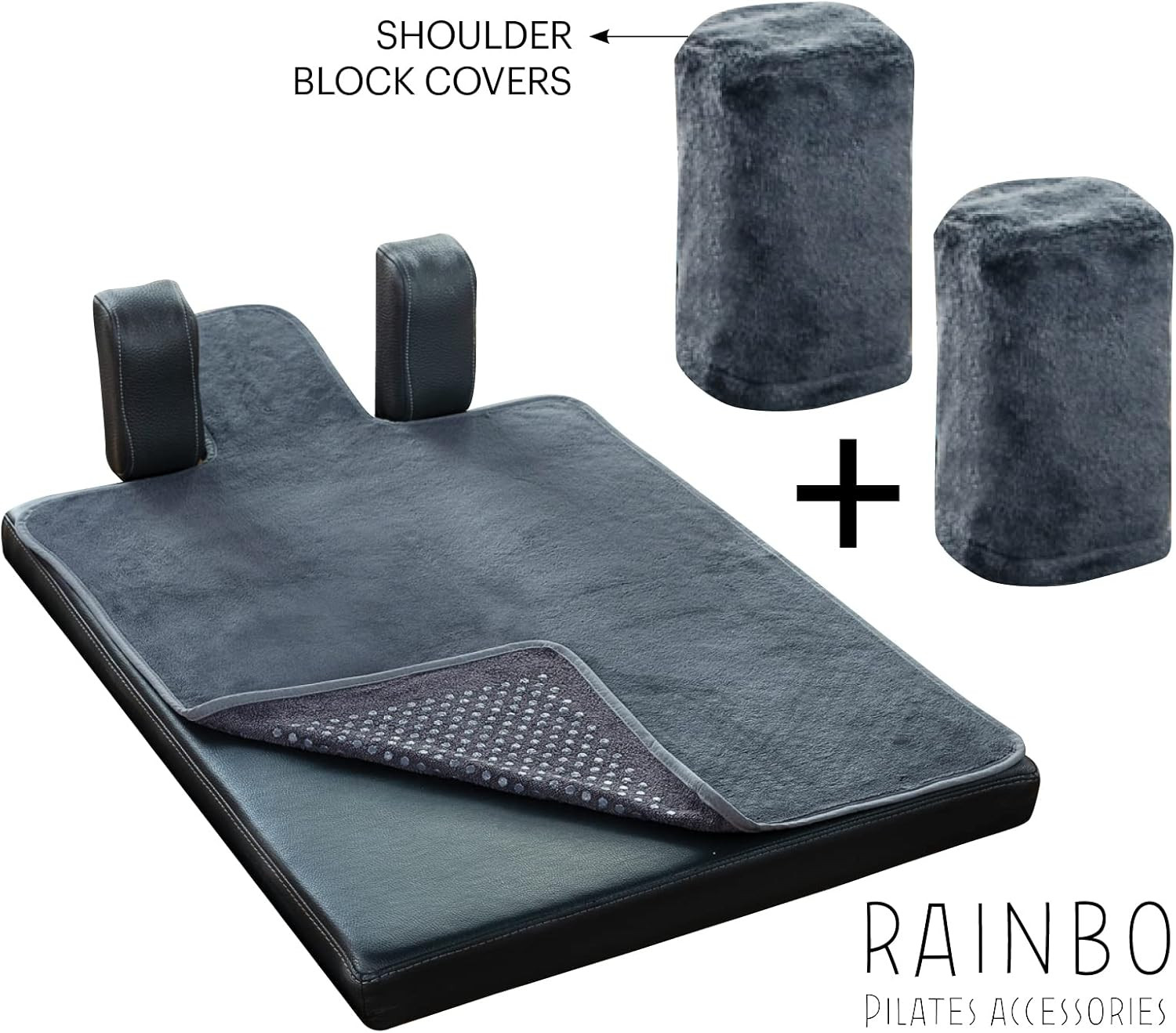 Pilates Reformer Non-Slip Mat Towel (Included 2 Pcs Shoulder Block Covers) (DARK