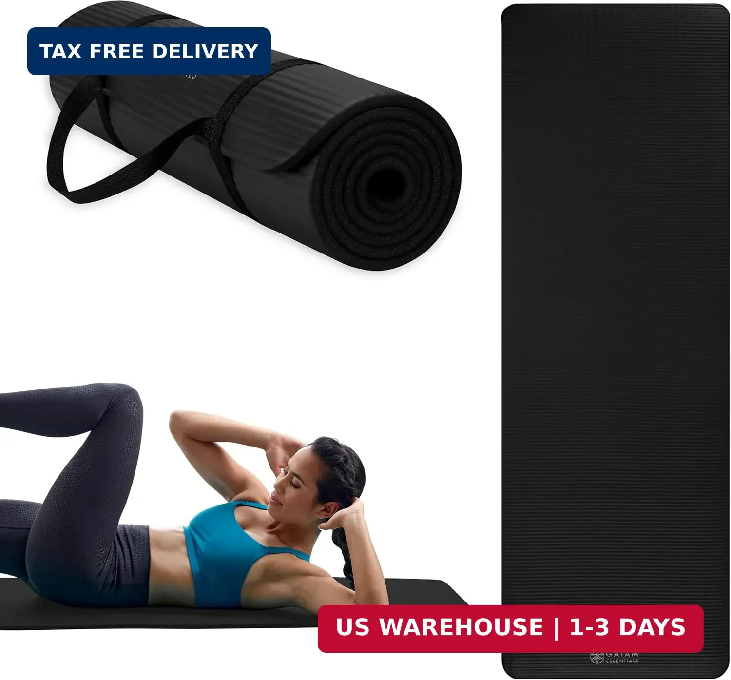 Gaiam Yoga Mat, Pilates & Exercise Mat, Thick Mat 2/5″ (10mm) Workout Mat with E