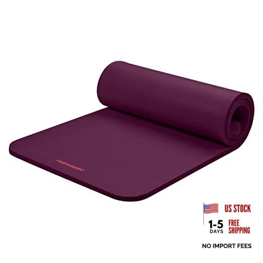 Boysenberry Solana Yoga Mat – 1″ Thick & Nylon Strap for Men & Women