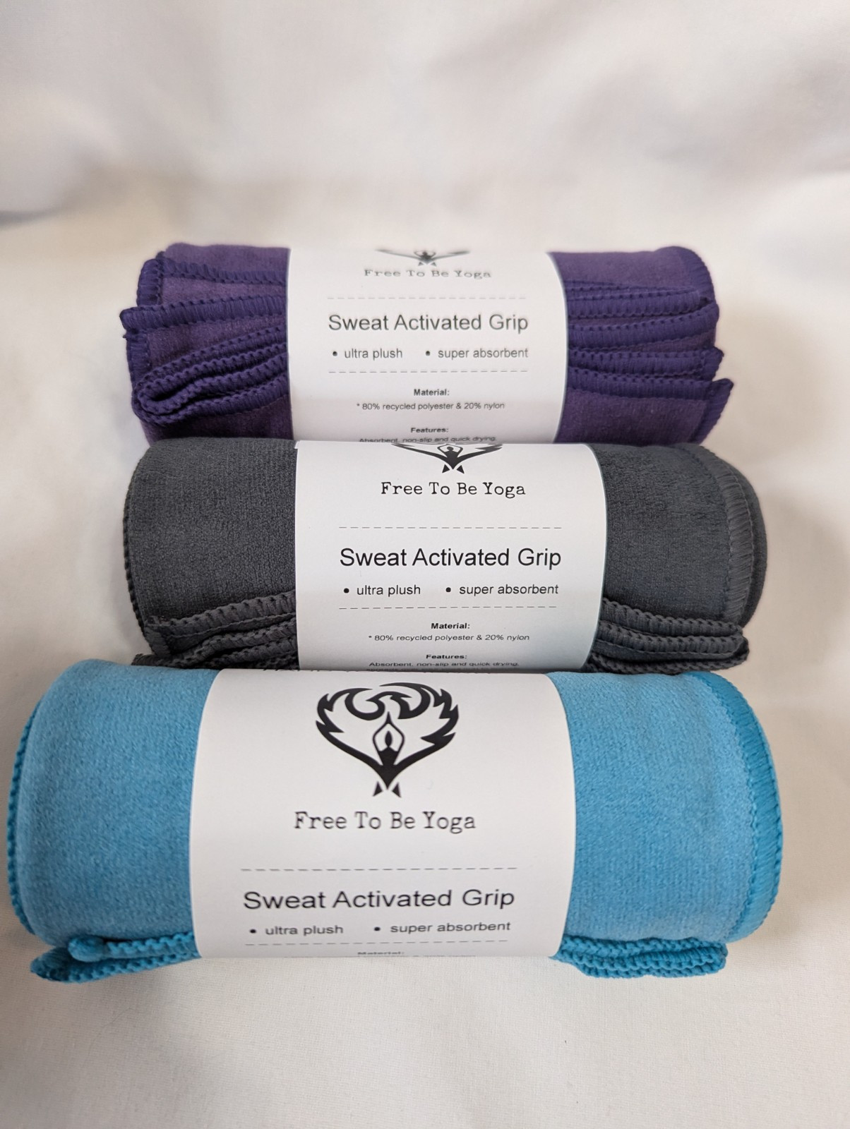 Lot Of 3 Hand Yoga Towels, Sweat Activated Grip, BNNU, Different Colors