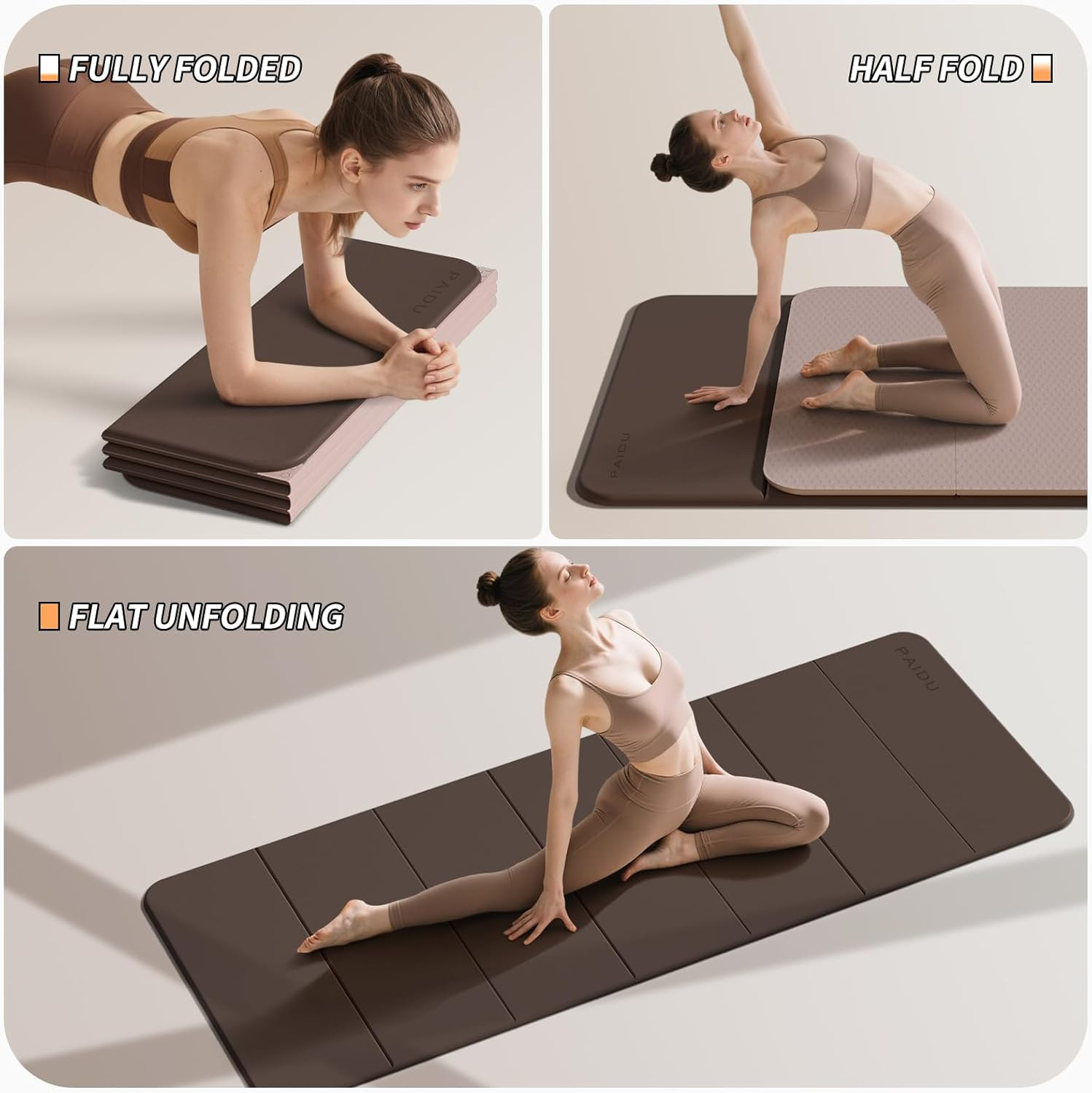 Extra Thick Foldable Yoga Mat – Non-Slip TPE, Portable & Easy Storage