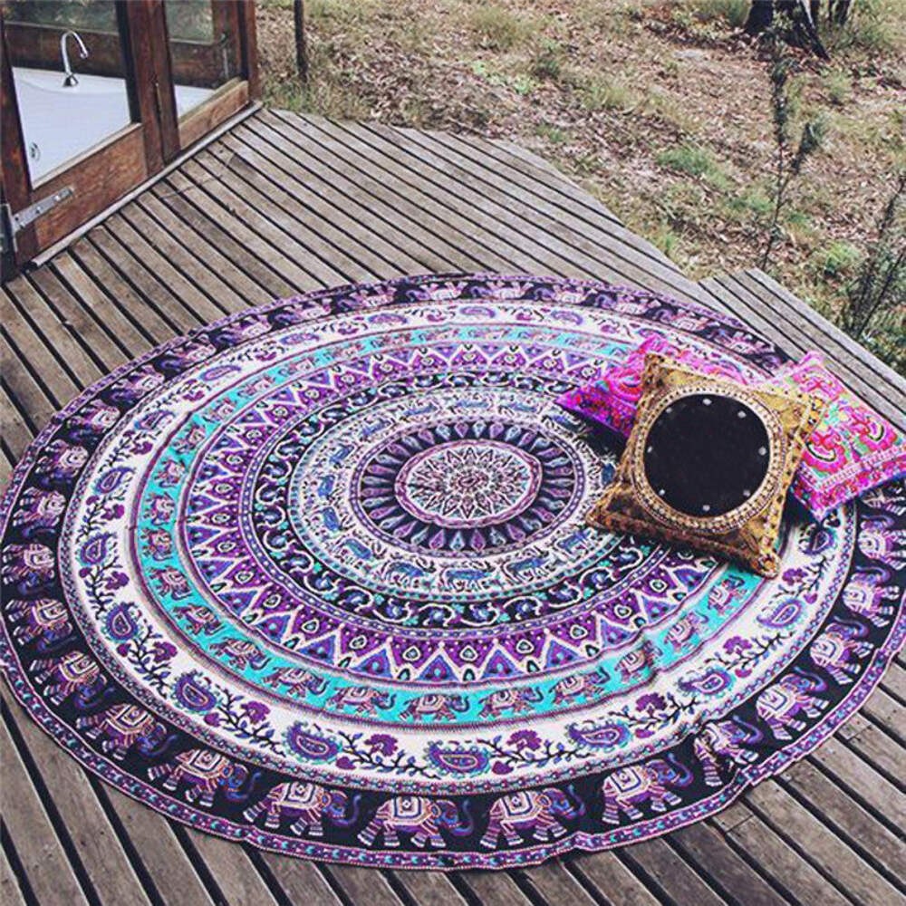 Round Chiffon Yoga Mat Mandala Meditation Lightweight Soft Travel