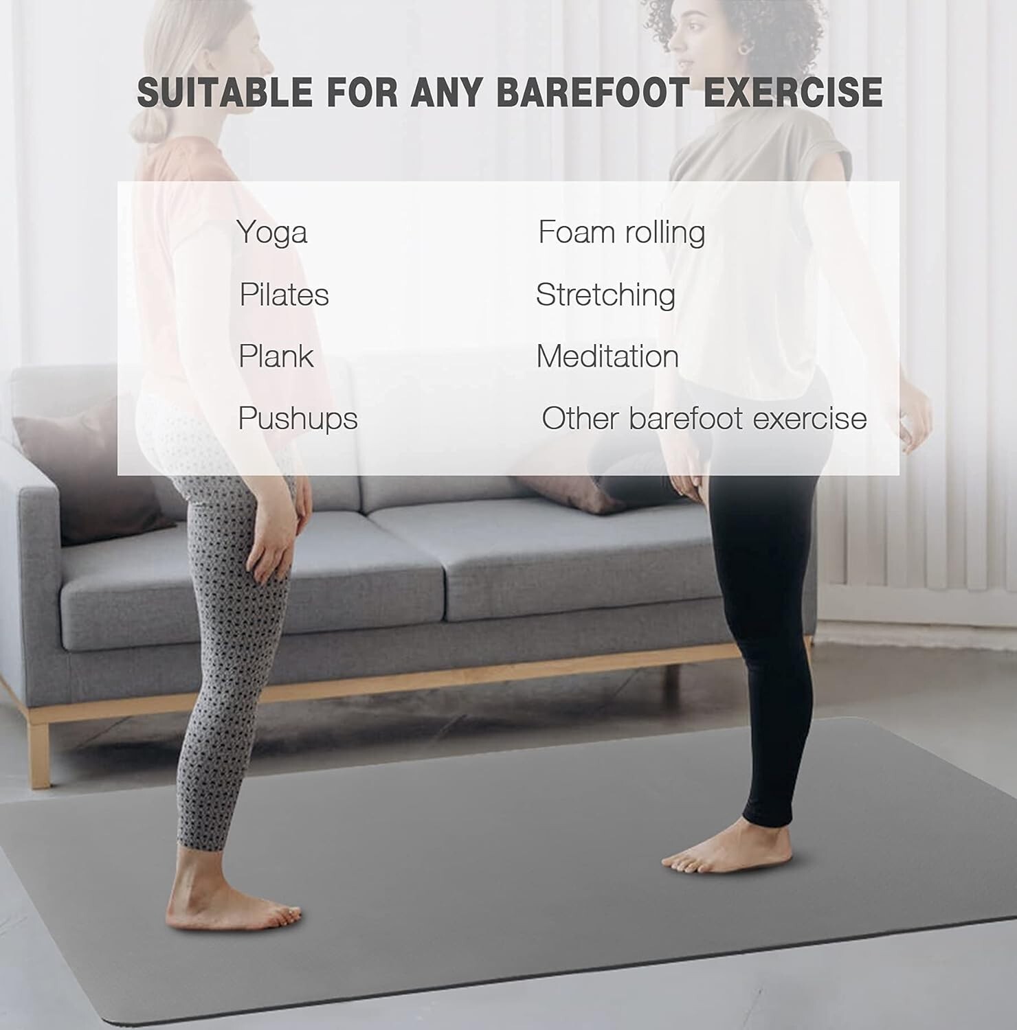 Large Yoga Mat for Men and Women – 6’X4’X6Mm, Extra Wide TPE Fitness Mat