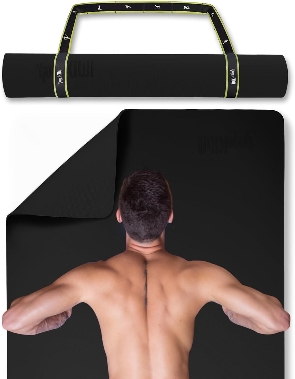Gogokiwi Extra Wide Yoga Mat 72×36 Non-Slip Fitness Exercise Mat with Strap