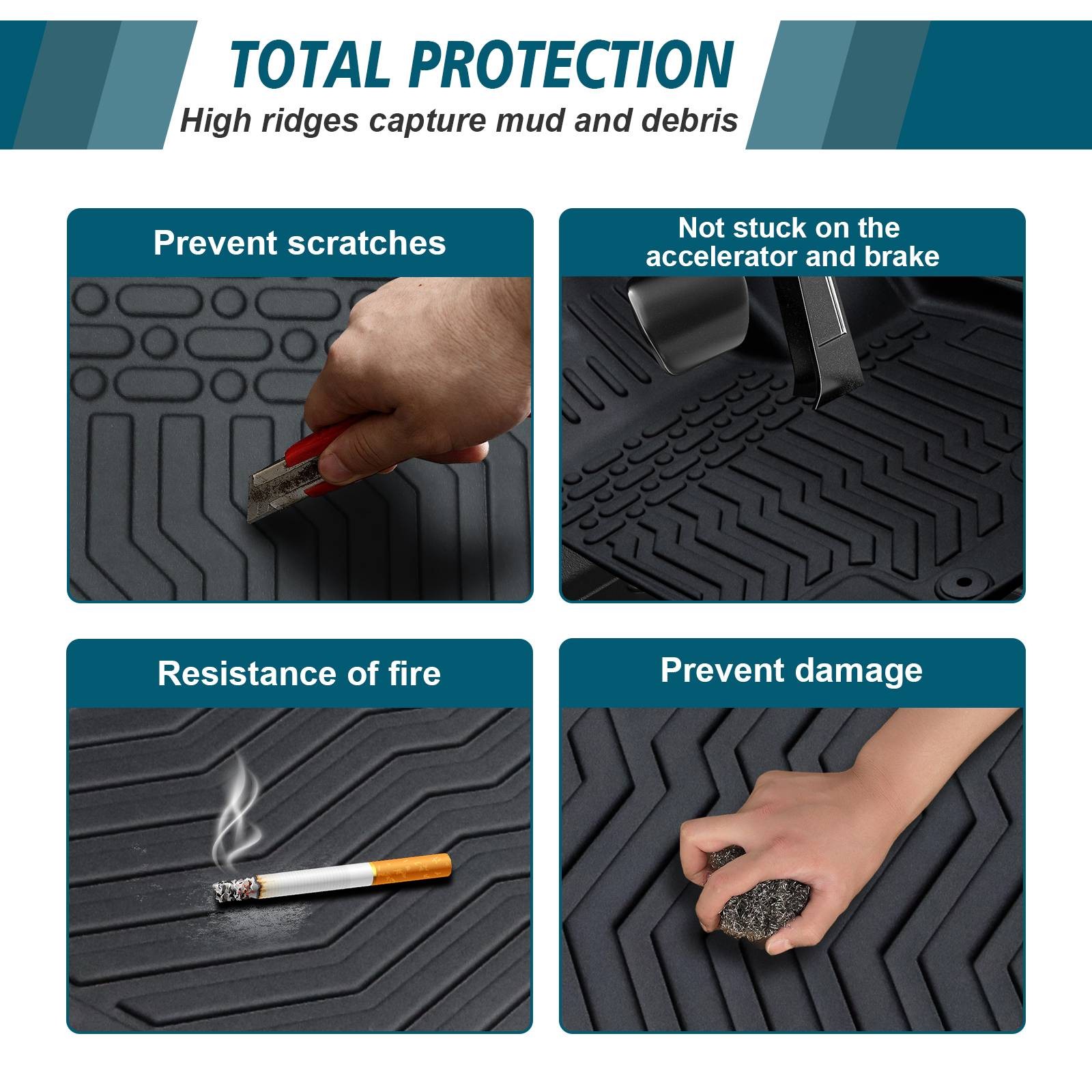 Rubber Car Floor Mats For 18-23 Tacoma Double Cab
