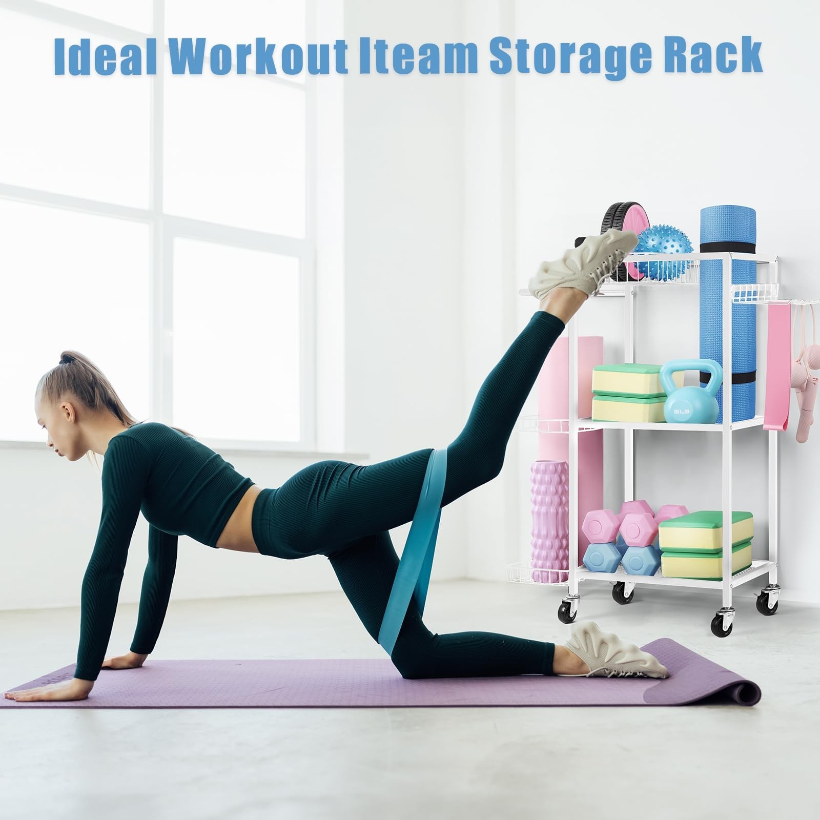 LIANTRAL Yoga Mat Storage Rack – Metal Gym Organizer for Yoga Mats, Foam Roll…