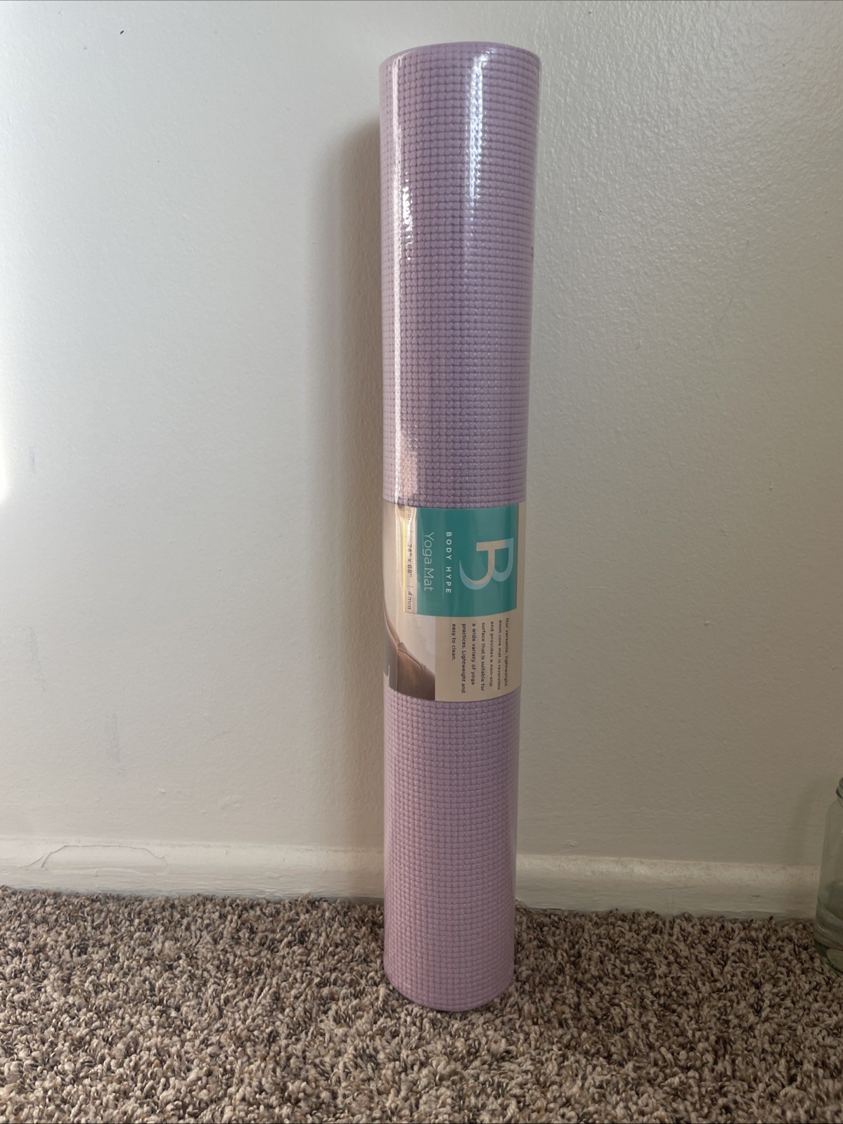 Body Hype 4mm Non-Slip Textured Yoga Mat 24″x 68″ in Purple (Brand New)