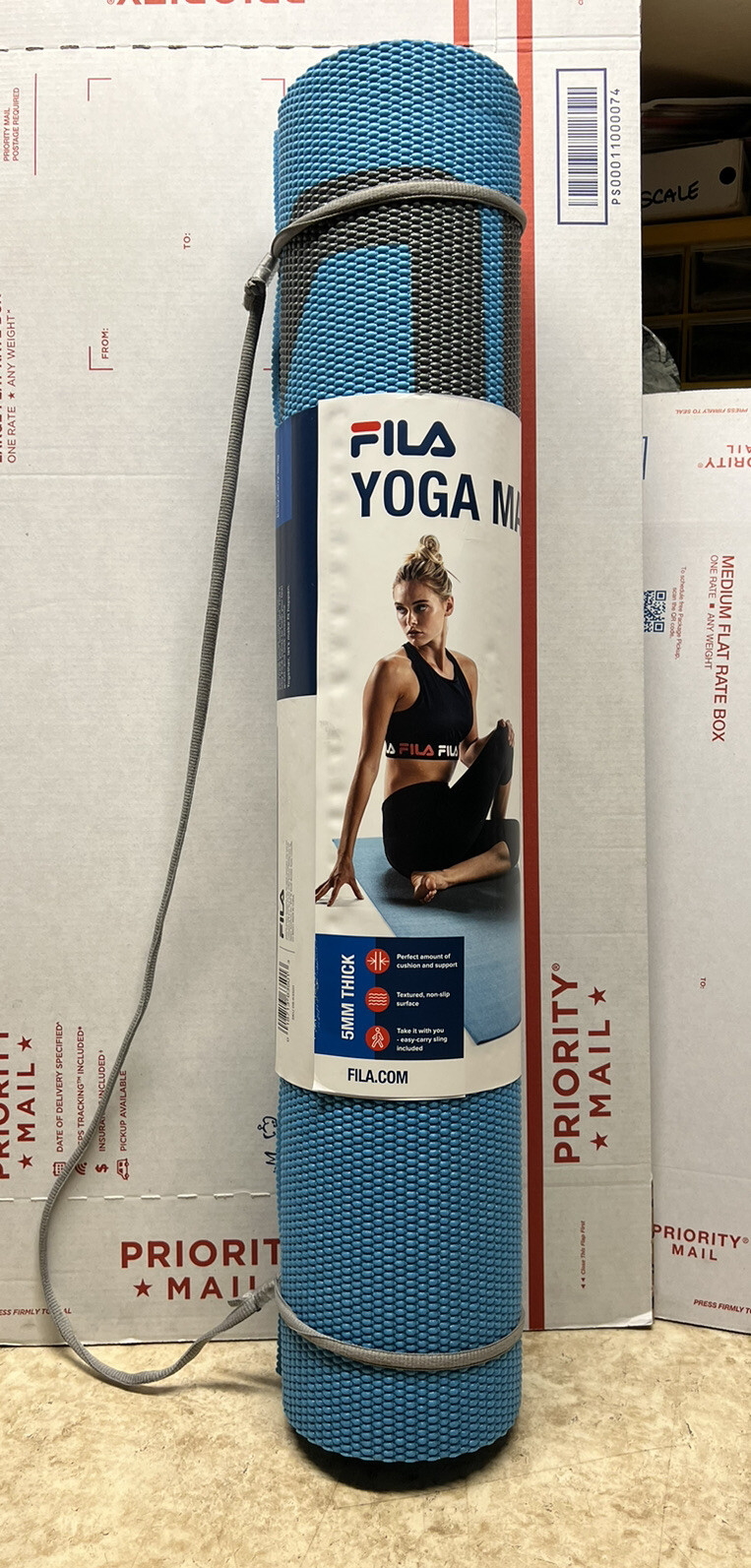 Fila Retro Yoga Mat With Carrying Strap Gray 5mm