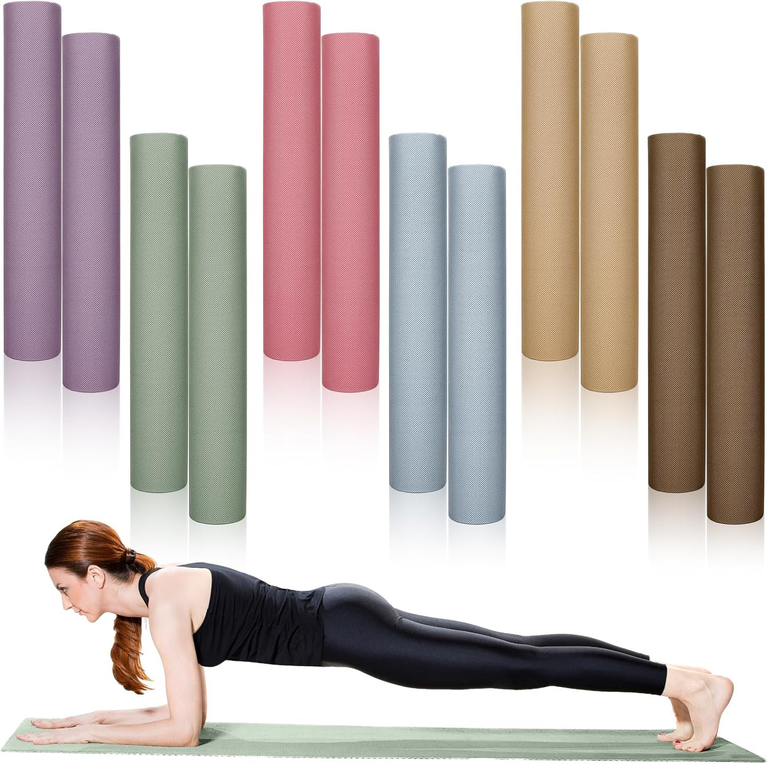 12 Pack Yoga Mat Bulk, 4Mm Thick Extra Long Sports Mat anti Slip Tear Resistant