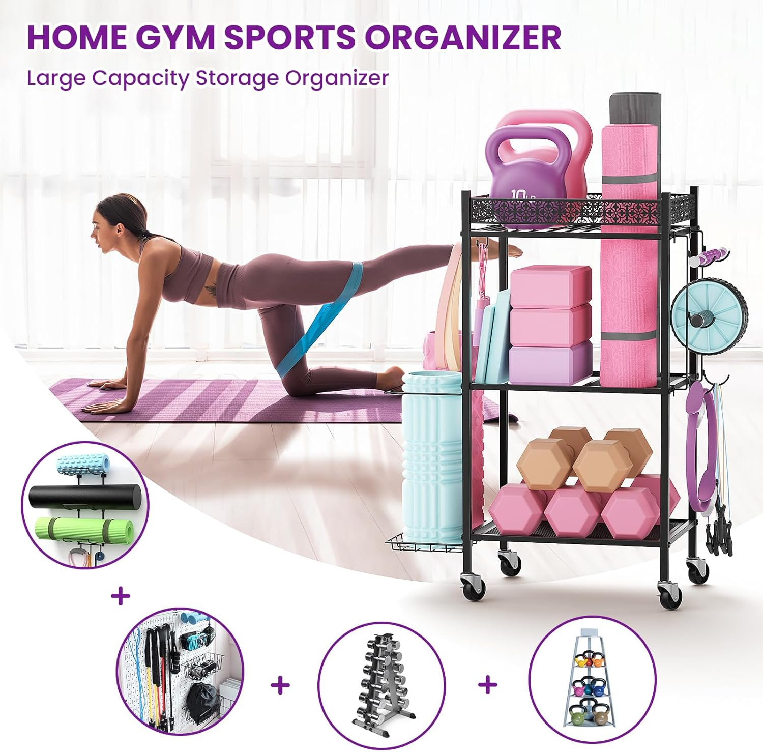 Yoga Mat Storage Rack, Home Gym Storage Rack, Workout Storage for Yoga Mat, Foa