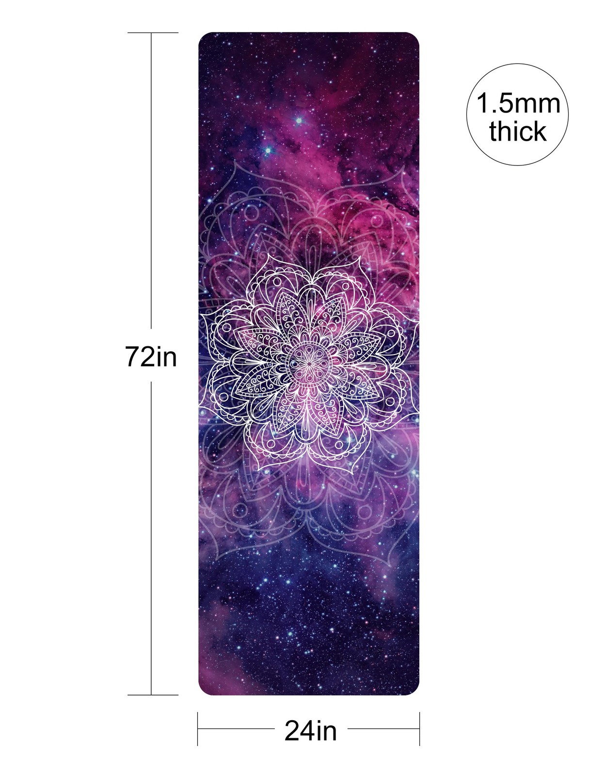 Printed Travel Yoga Mat-1/16 Inch Thick Non Slip Fitness Workout Mat with Car…