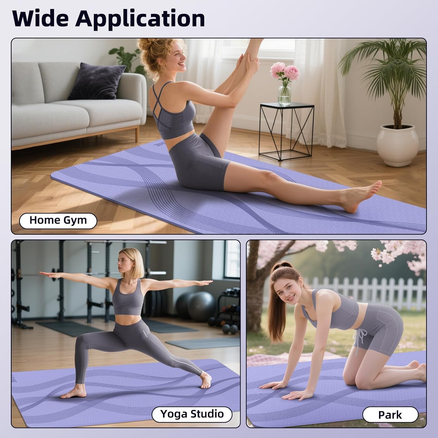 Hahe High Density Yoga Mat 76x32x0.27 Inch Exercise