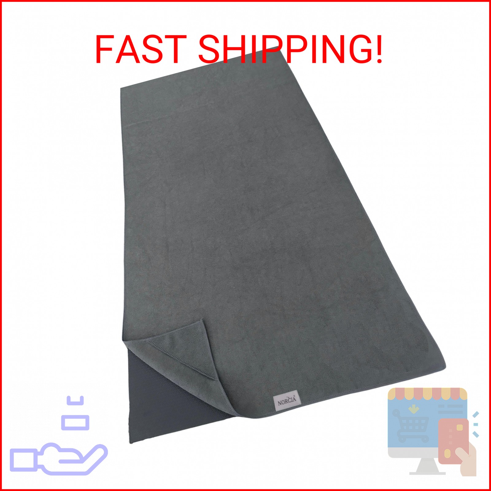 NORCIA Non Slip Yoga Towel with Corner Pockets, Mat-Sized 24″x72″, 100% Microfib