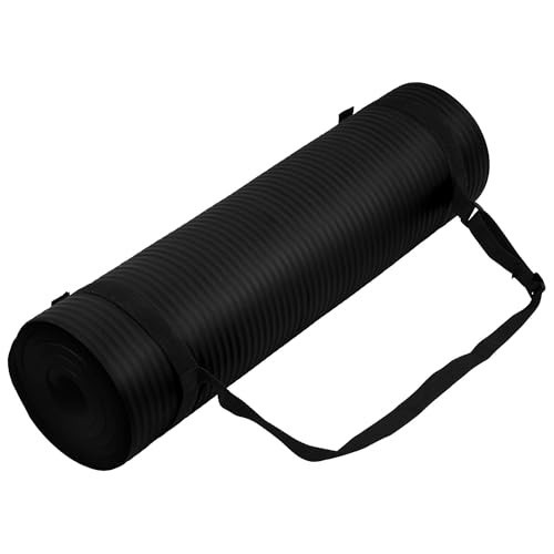 Extra Thick 1/2″ High Density Yoga Mat, Anti-Tear, Carrying Strap, Fitness & Exe