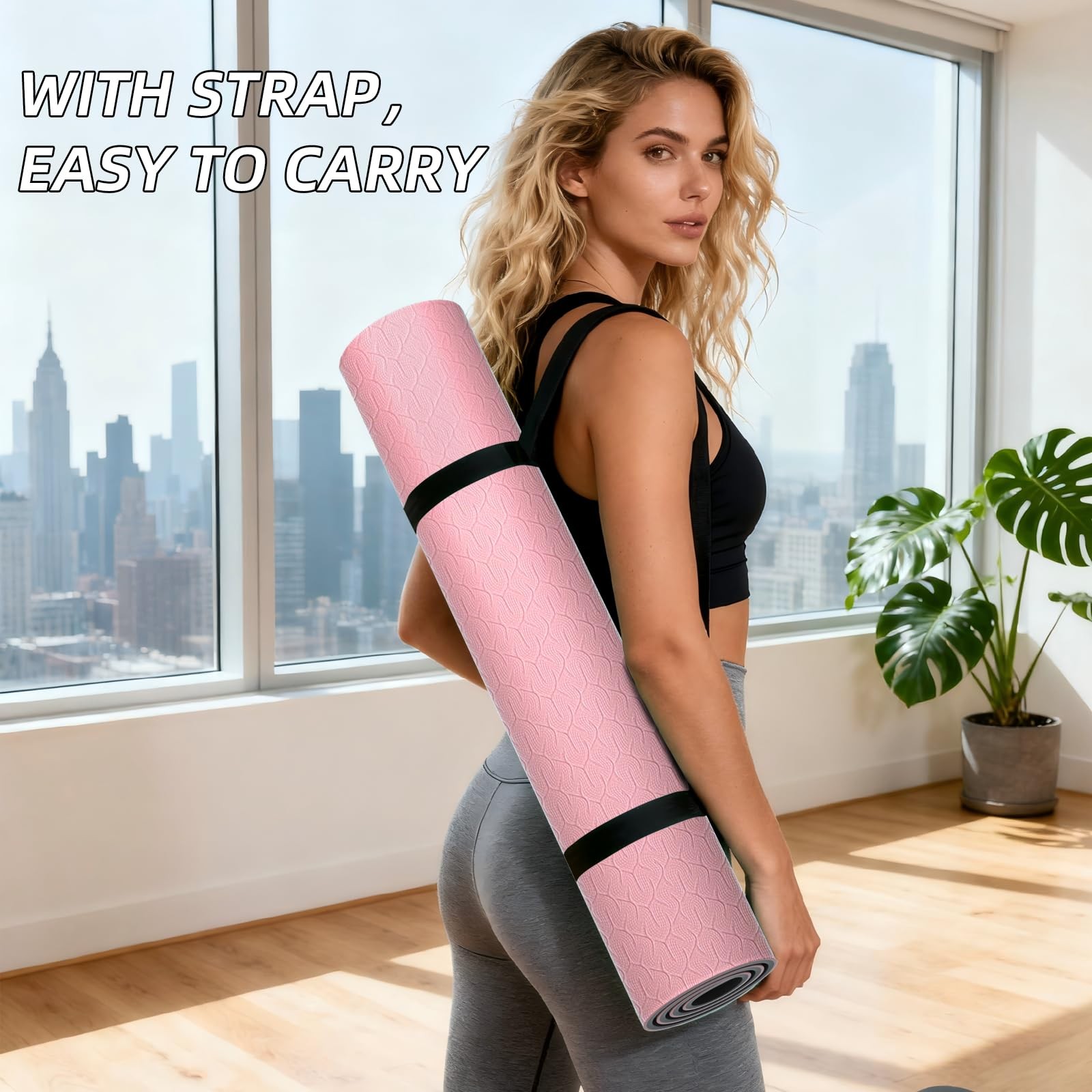 Yoga Mat 10mm Extra Thick and 193cm Extra Long, 76×28×0.4 Inch, Double Color …
