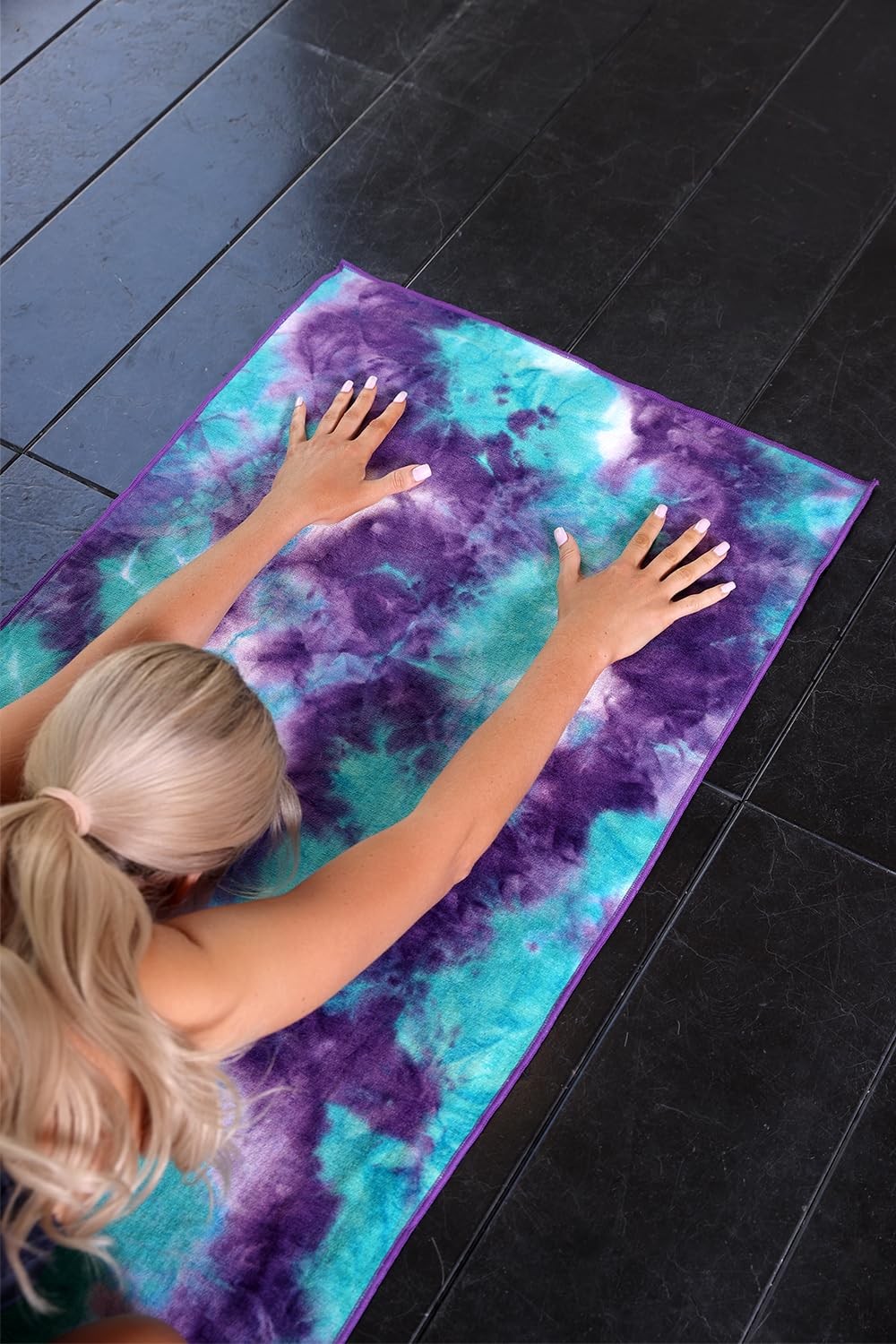 Eunzel Hot Yoga Towel – 72 inches x 24 inches, Green & Purple/ Purple
