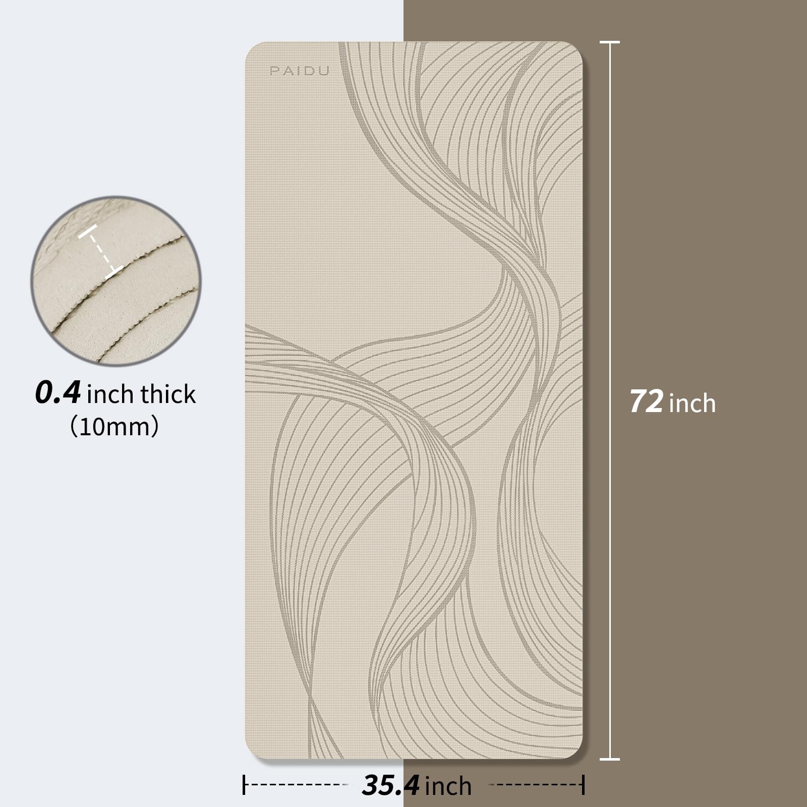 Large Yoga Mat-72’x36’x0.4’ Extra Width ＆ Thick,Comfortable,Non-Slip Exercise…