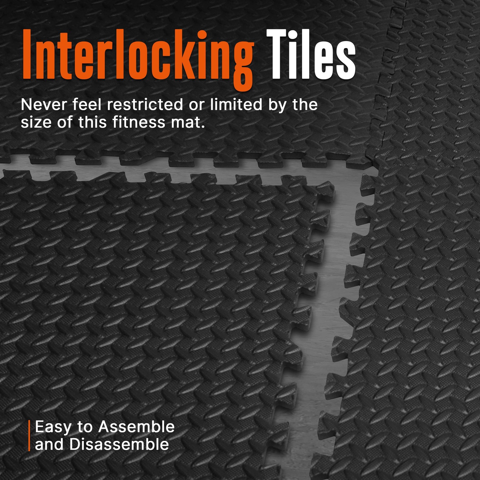 SQUATZ Thick Puzzle Exercise Mat Foam Interlocking Tiles Protect 6, Black