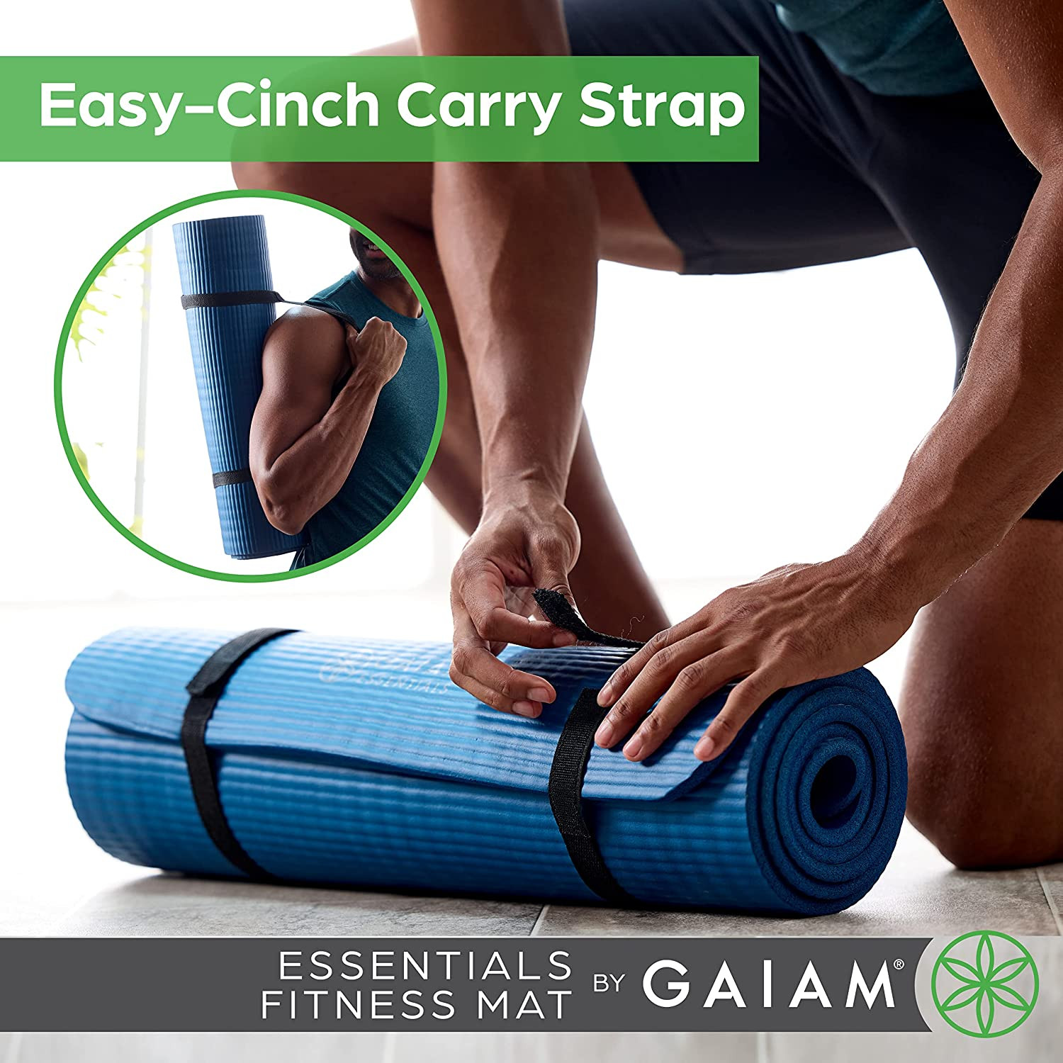 Thick 10mm Yoga Mat with Carrying Strap for Home & Gym Workouts