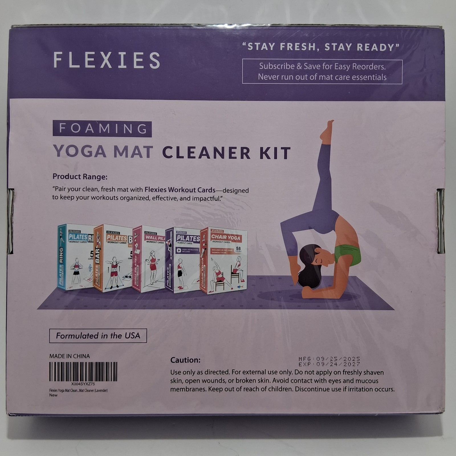 FLEXIES Foaming Yoga Mat Cleaner Kit. Peaceful Lavender Brand New Sealed