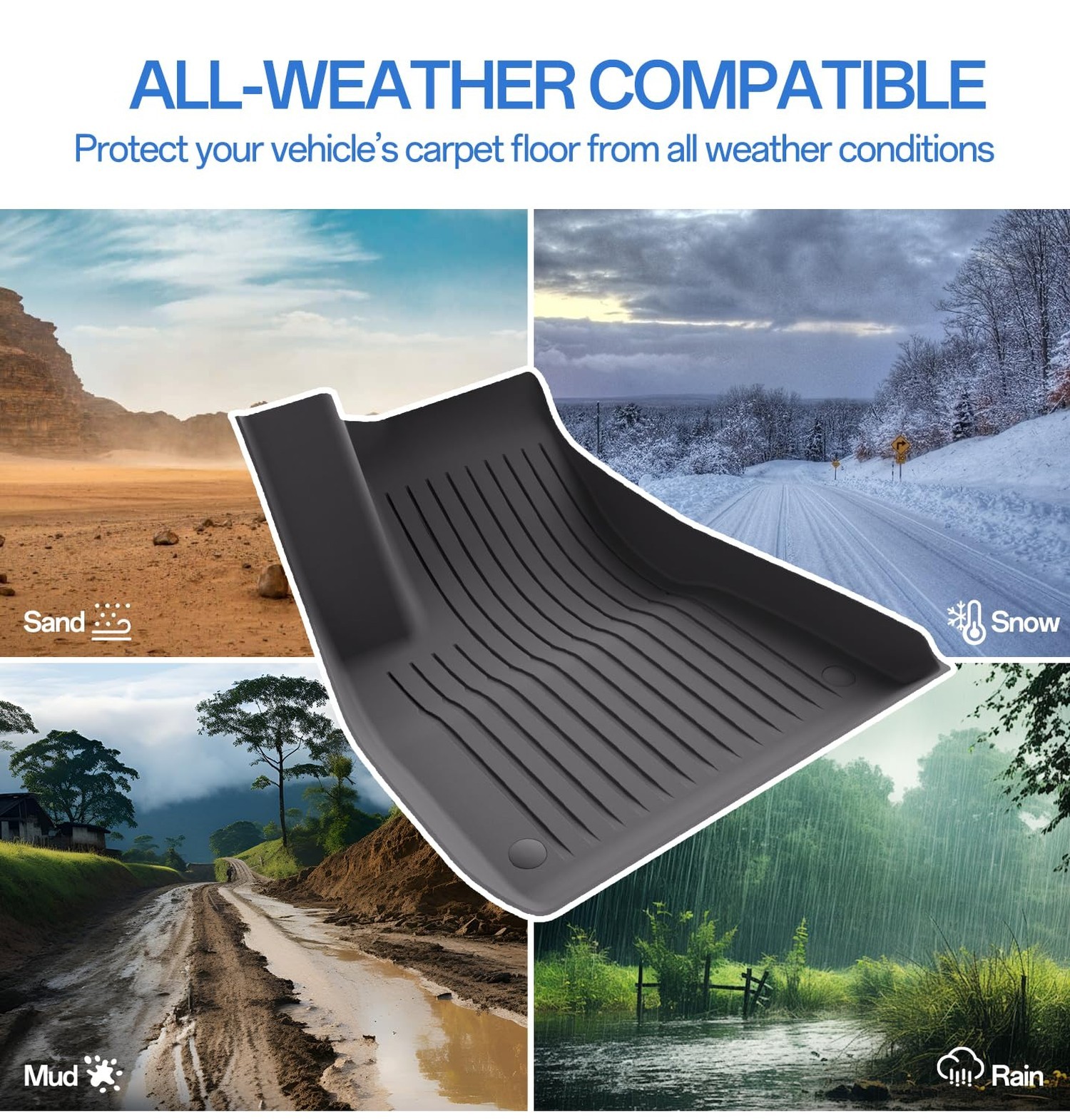 Floor Mats Fits for Tesla Model 3 2023-2018 – All Weather TPE Custom Fit Car …
