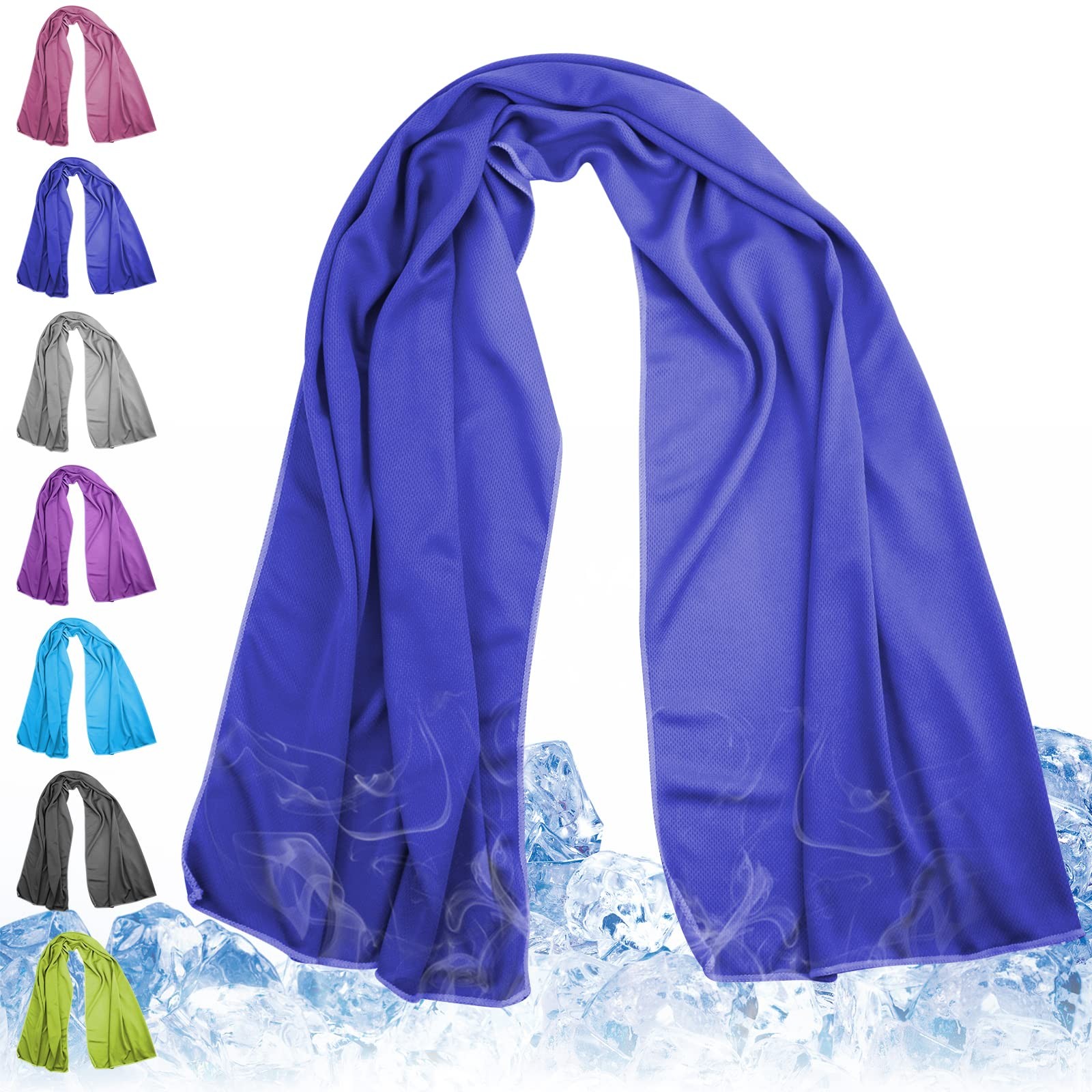 Meiyante Cooling Towel for Neck and Face – 43.3″ x 43.3″X15.7″, Navy-blue