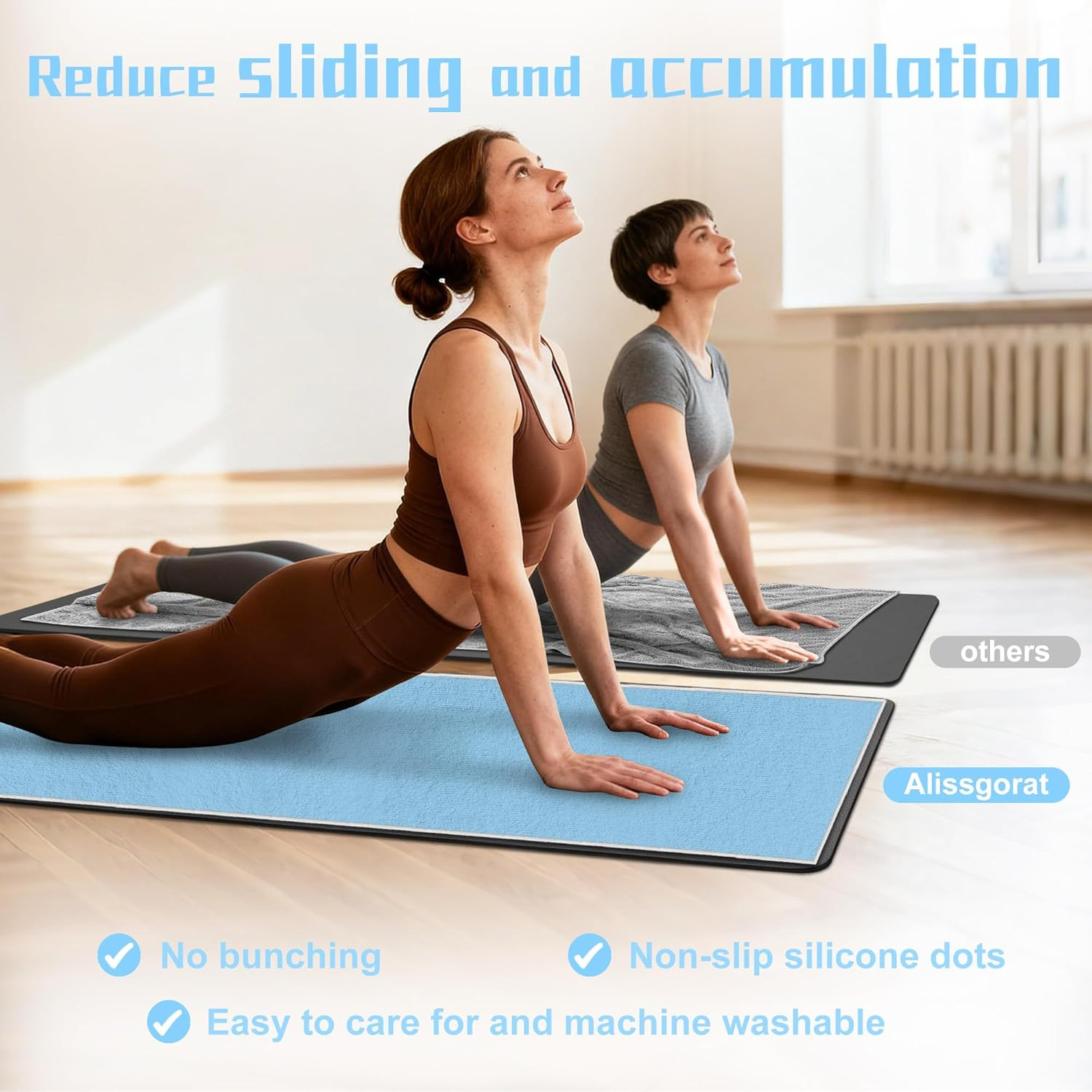 Yoga Towel,Ultra-Absorbent Yoga Mat Towel for Hot Yoga Towel Non Slip,Featuring